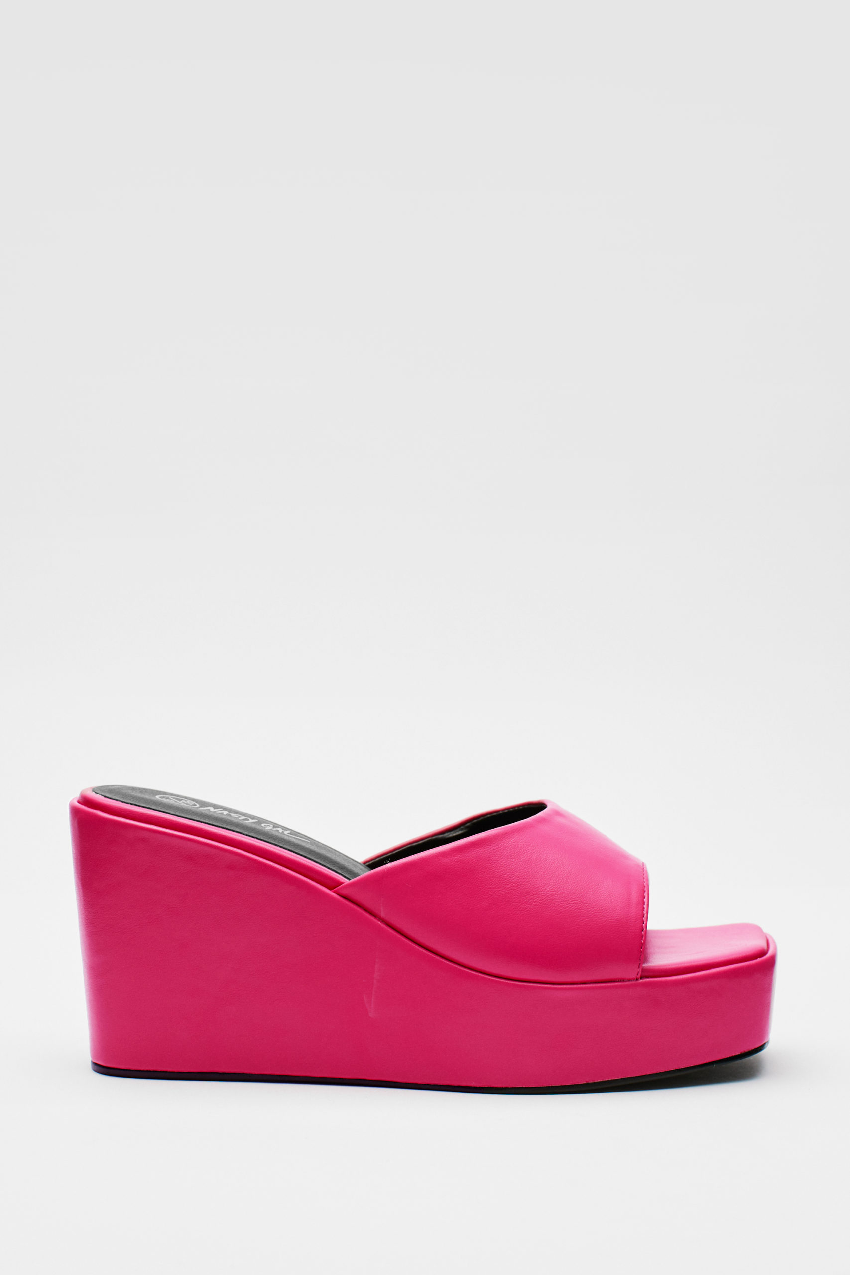 Pink Square Toe Wedge Mules