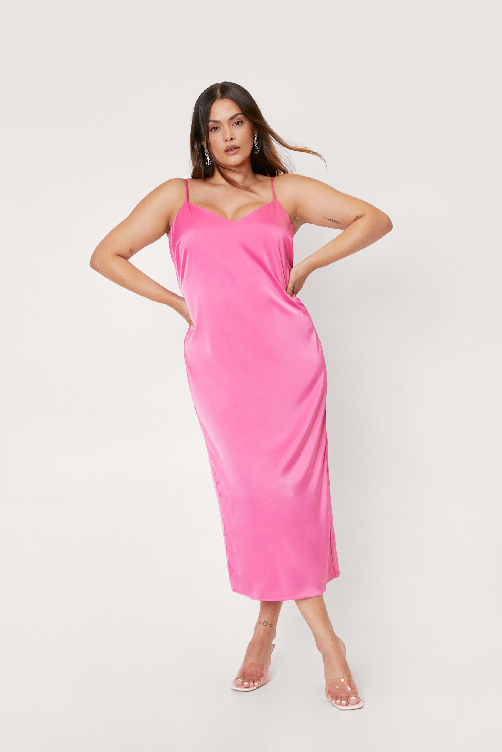 Plus Size Strappy Midi Slip Dress