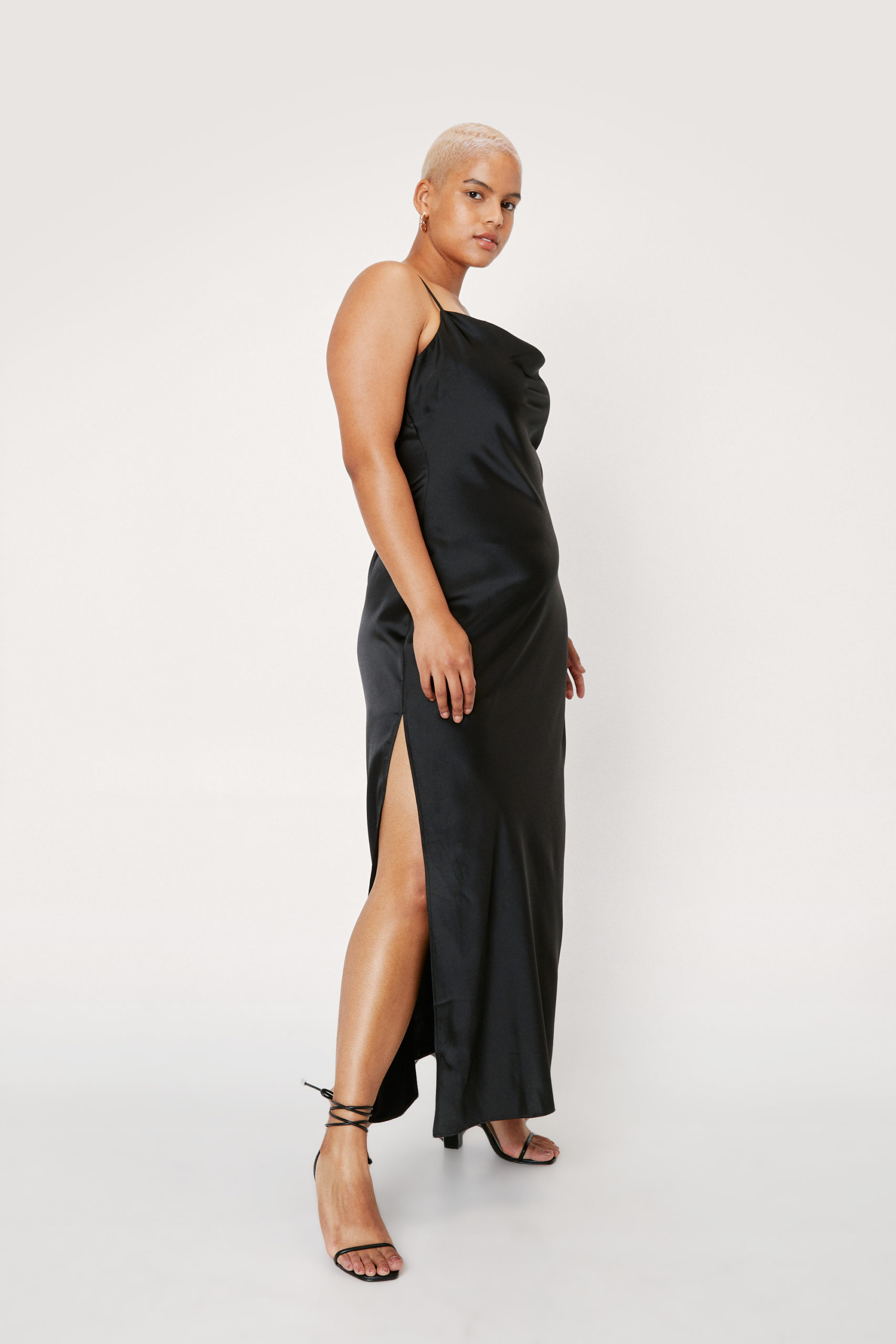 Plus Size Satin Cowl Maxi Slip Dress
