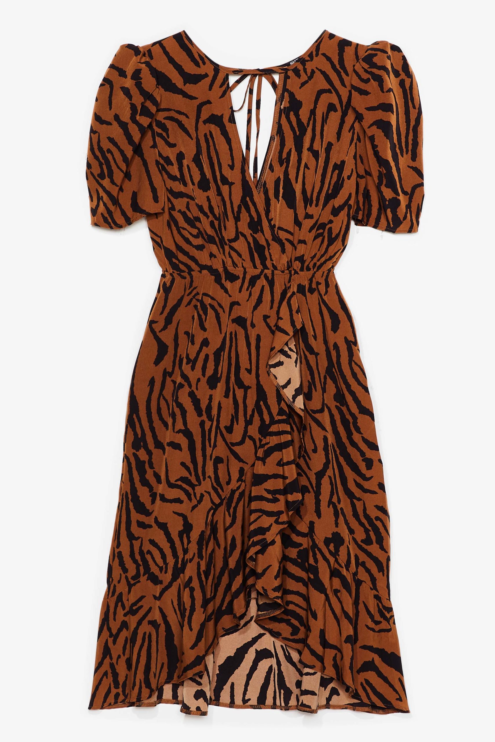 Plus Size Tiger Wrap Midi Dress
