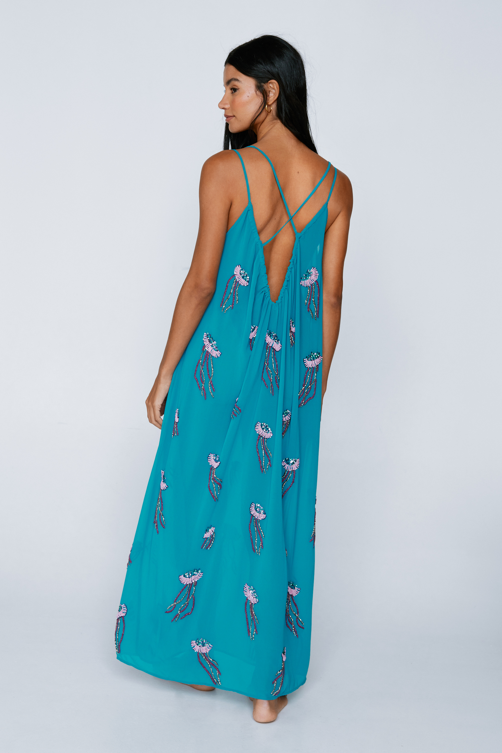 Embellished Jellyfish Maxi Cover Up Dress