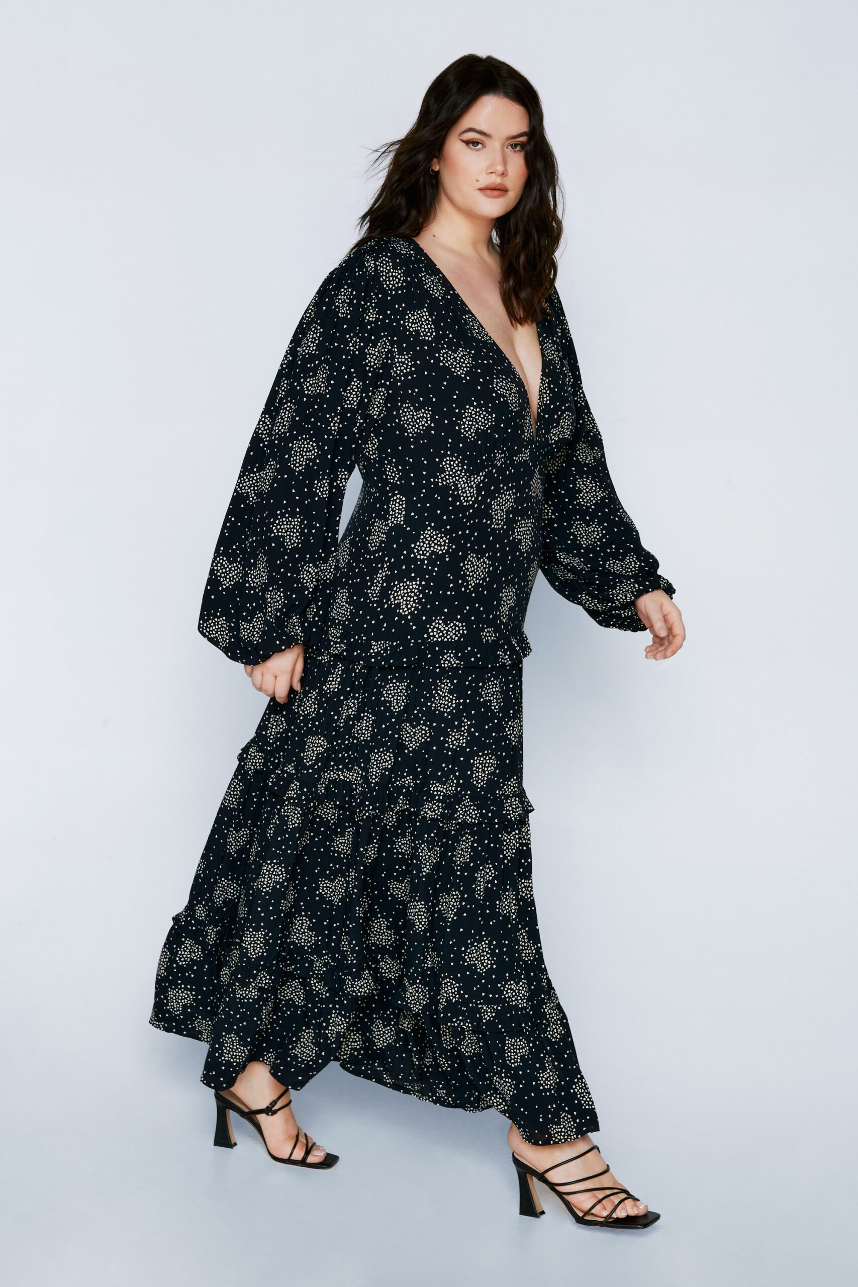 Plus Size Heart Tiered Maxi Dress