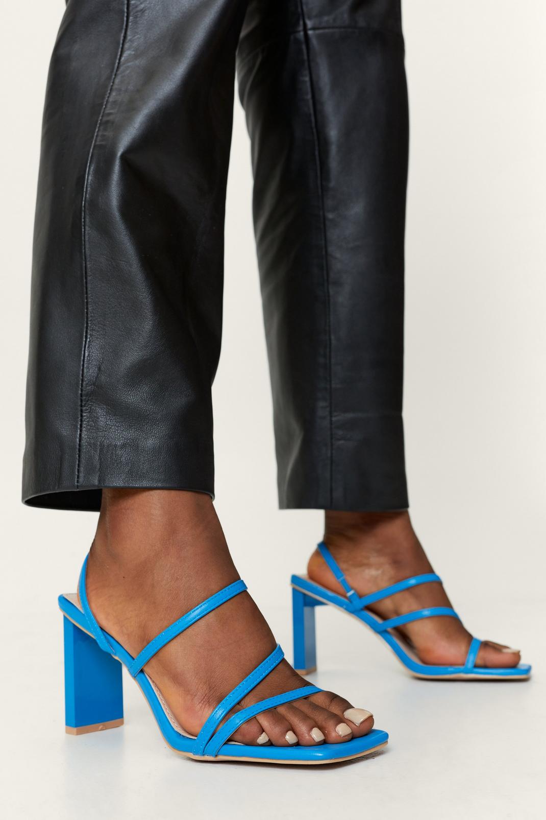 Faux Leather Strappy Heeled Mules