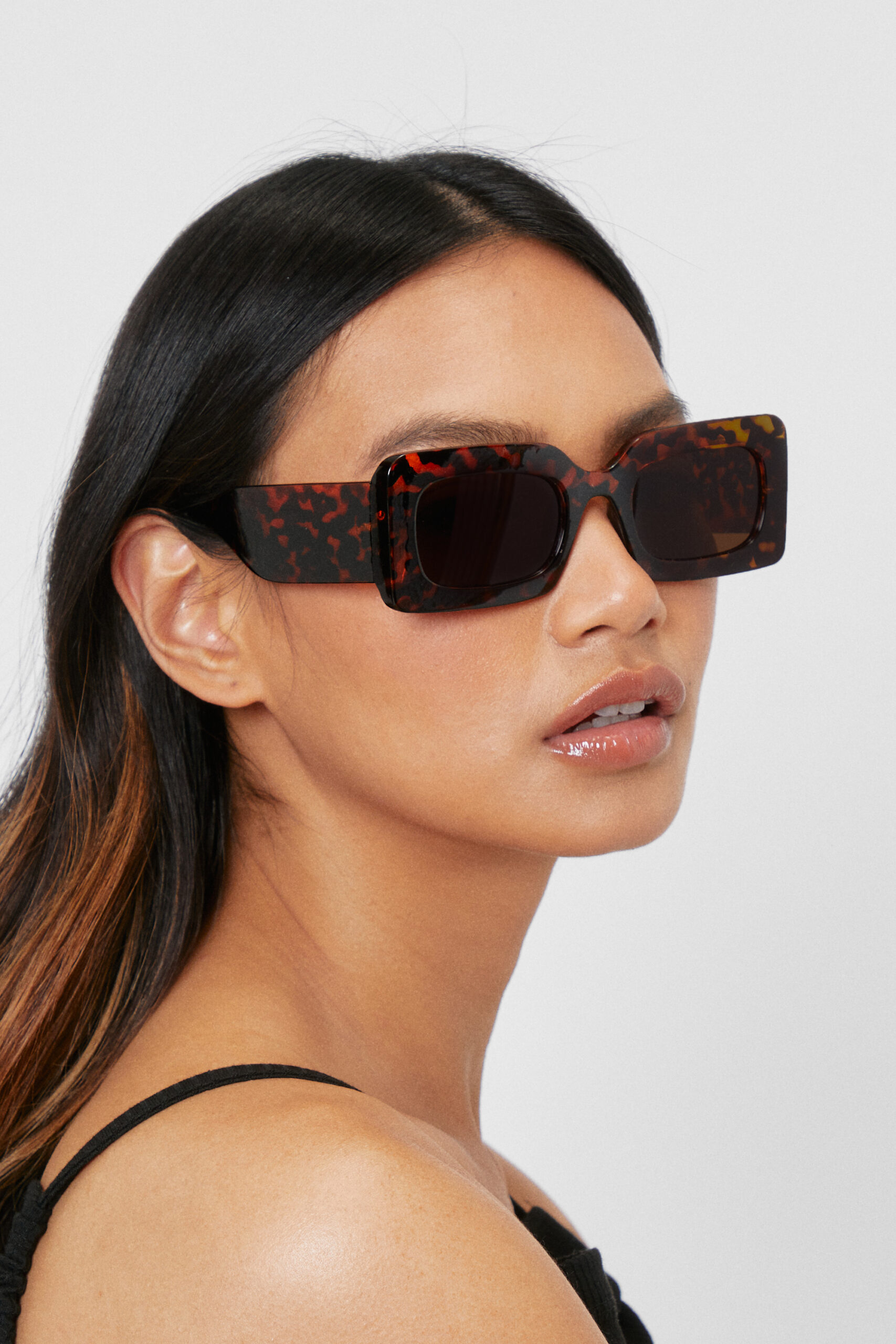 Tortoiseshell Thick Rectangle Sunglasses