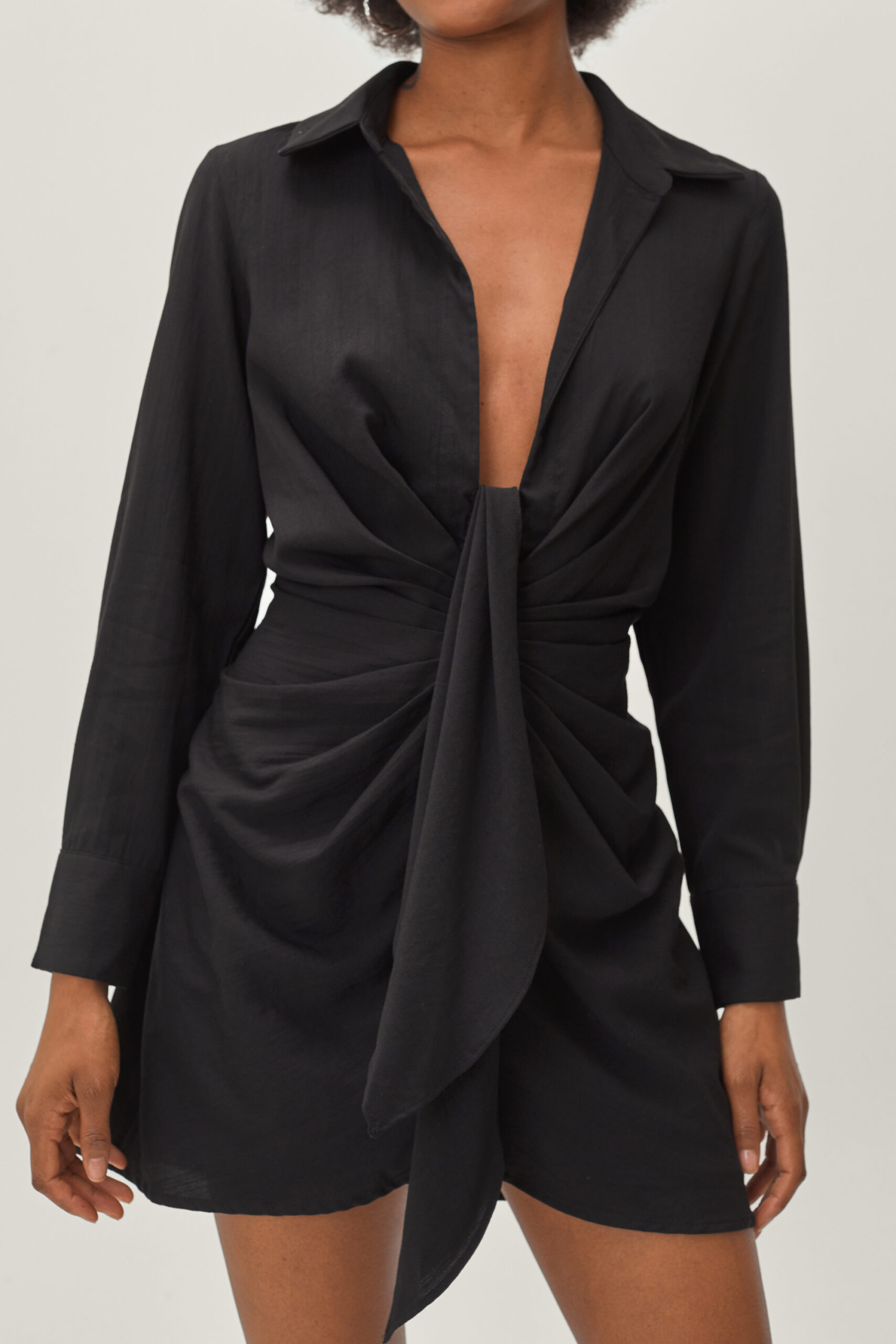 Open Back Long Sleeve Crochet Mini Dress