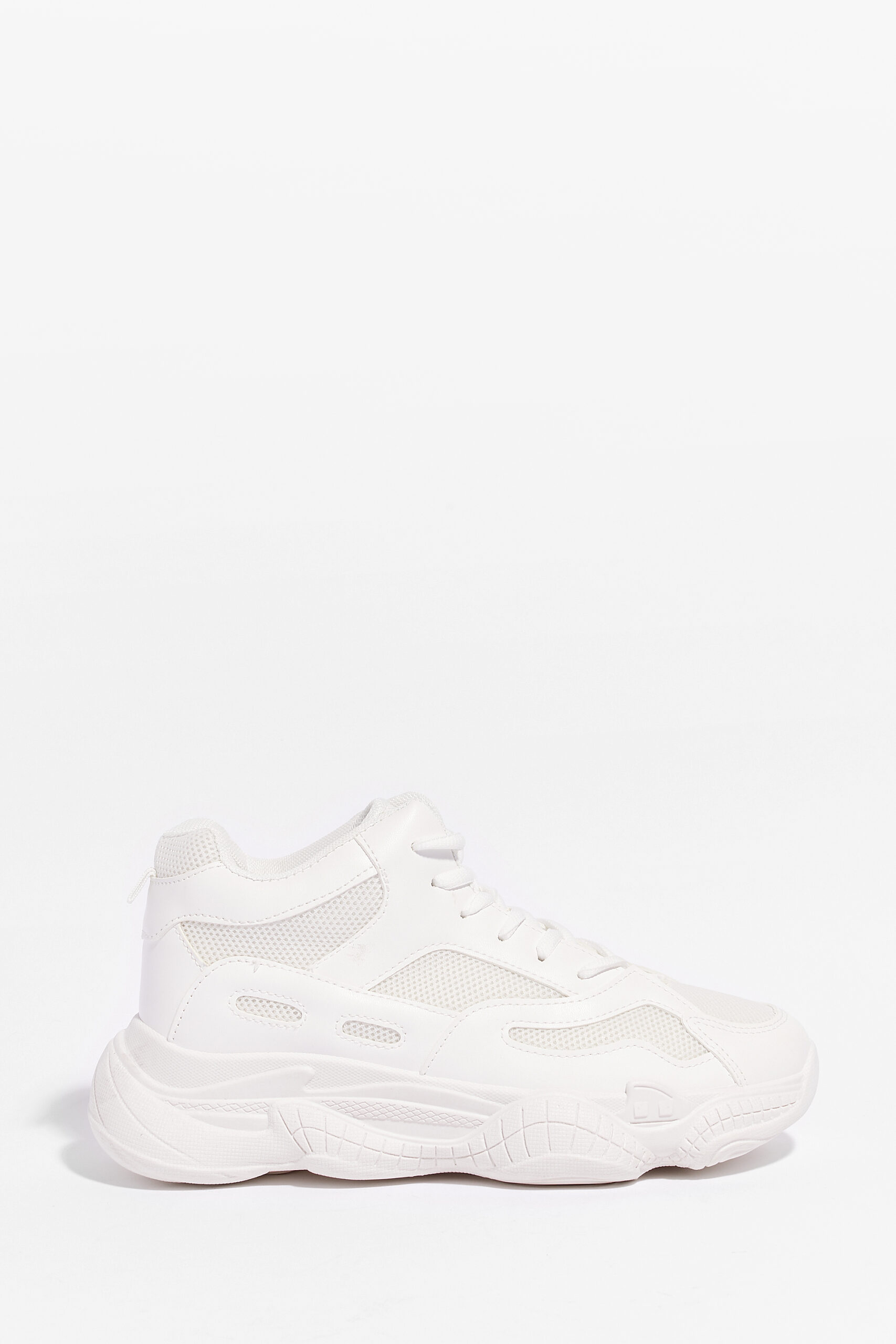 White Mesh Panel Chunky Sneakers