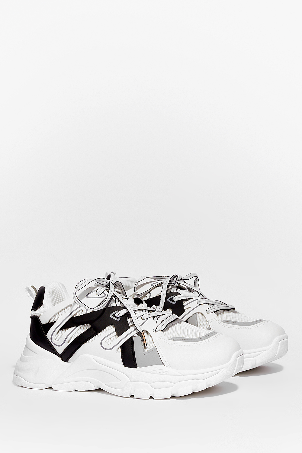 Contrast Faux Leather Chunky Sneakers