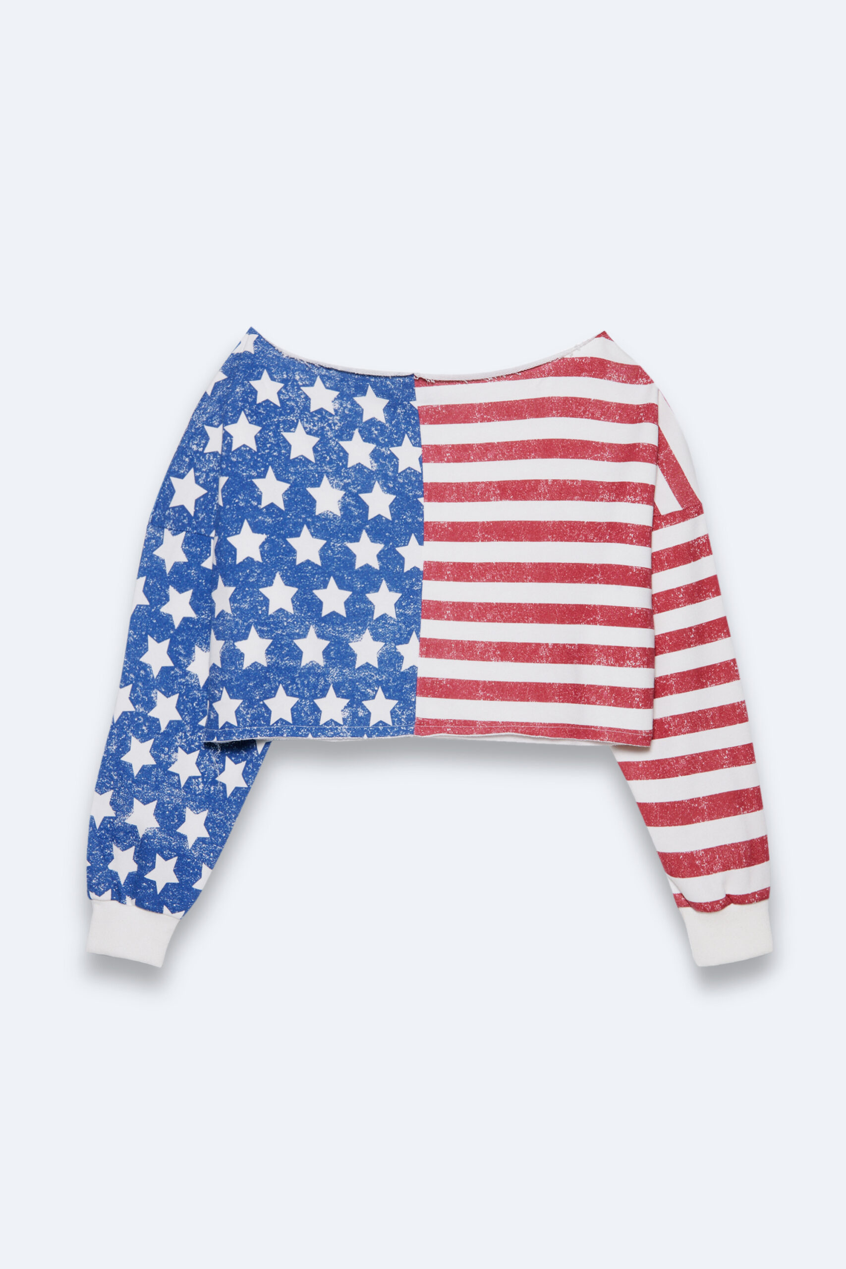Plus Size Stars Stripes Cropped Sweatshirt & Shorts Two Piece Set