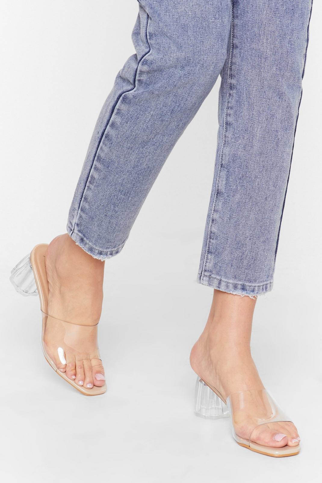 Clear Low Block Heeled Sandals