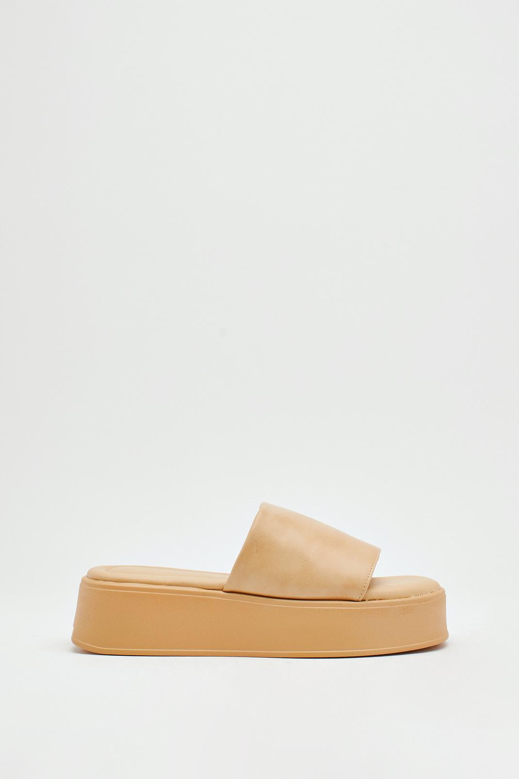 Faux Leather Flatform Mule Sandals