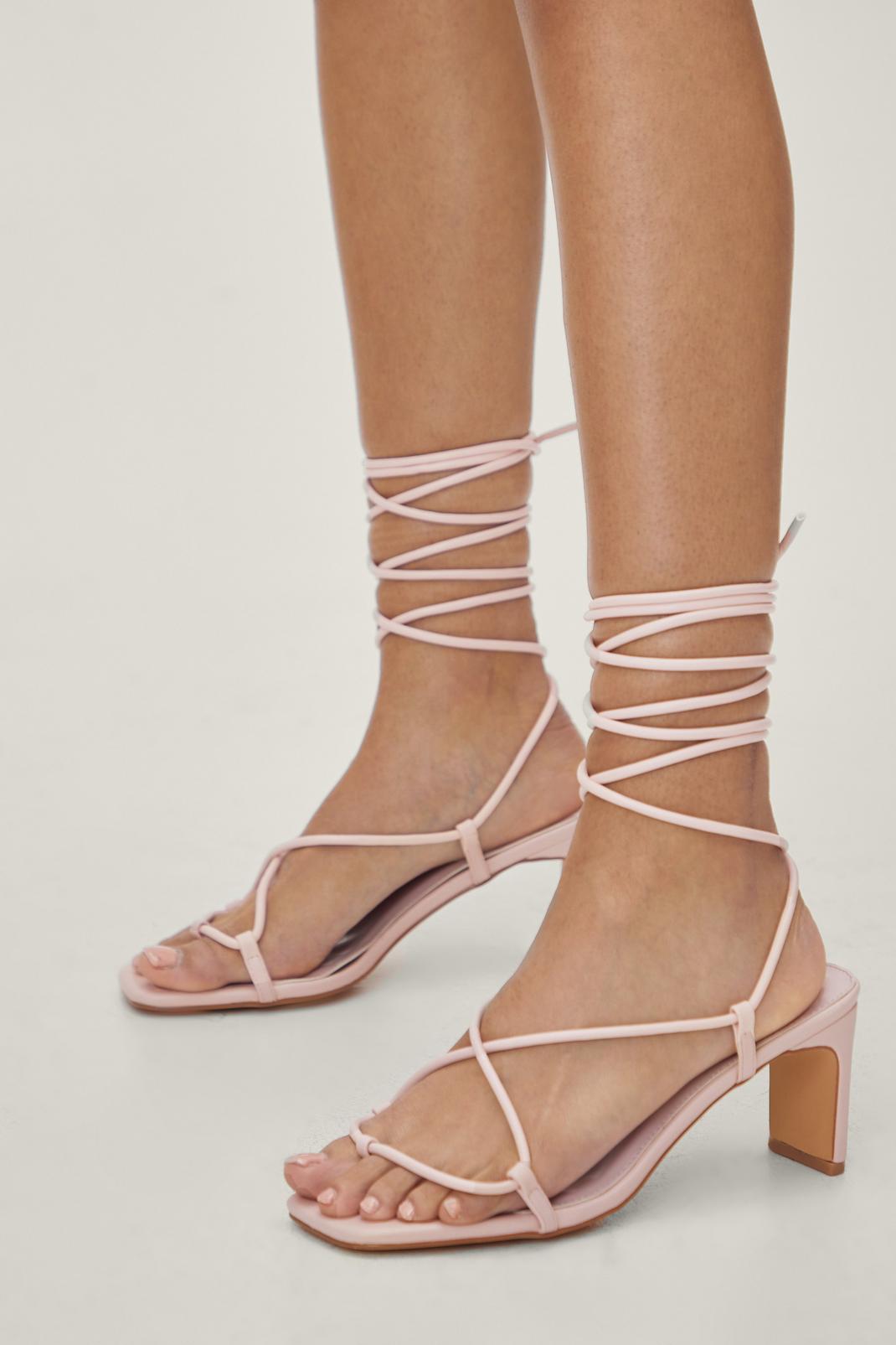 Faux Leather Strappy Heeled Sandals
