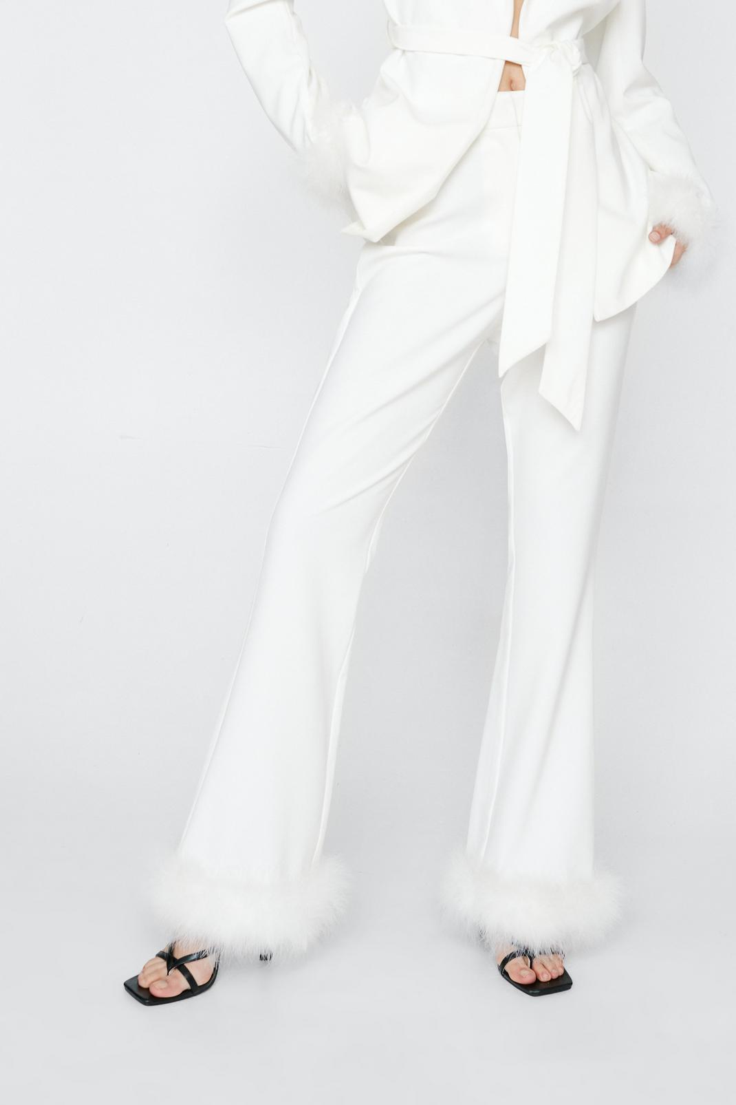 Feather Hem Flared Tailored Pants