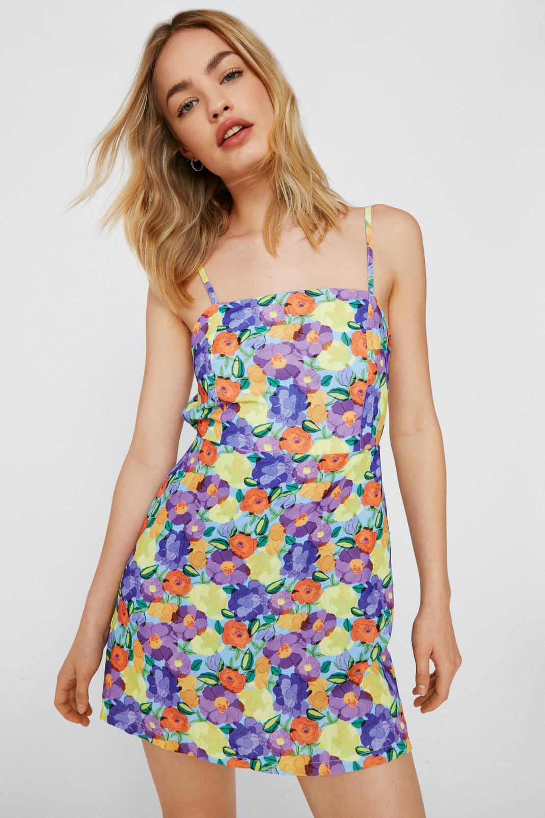 Floral Strappy Summer Vacation Dress