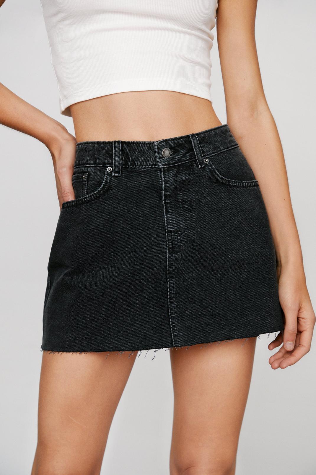 Raw Hem Denim Micro Mini Skirt