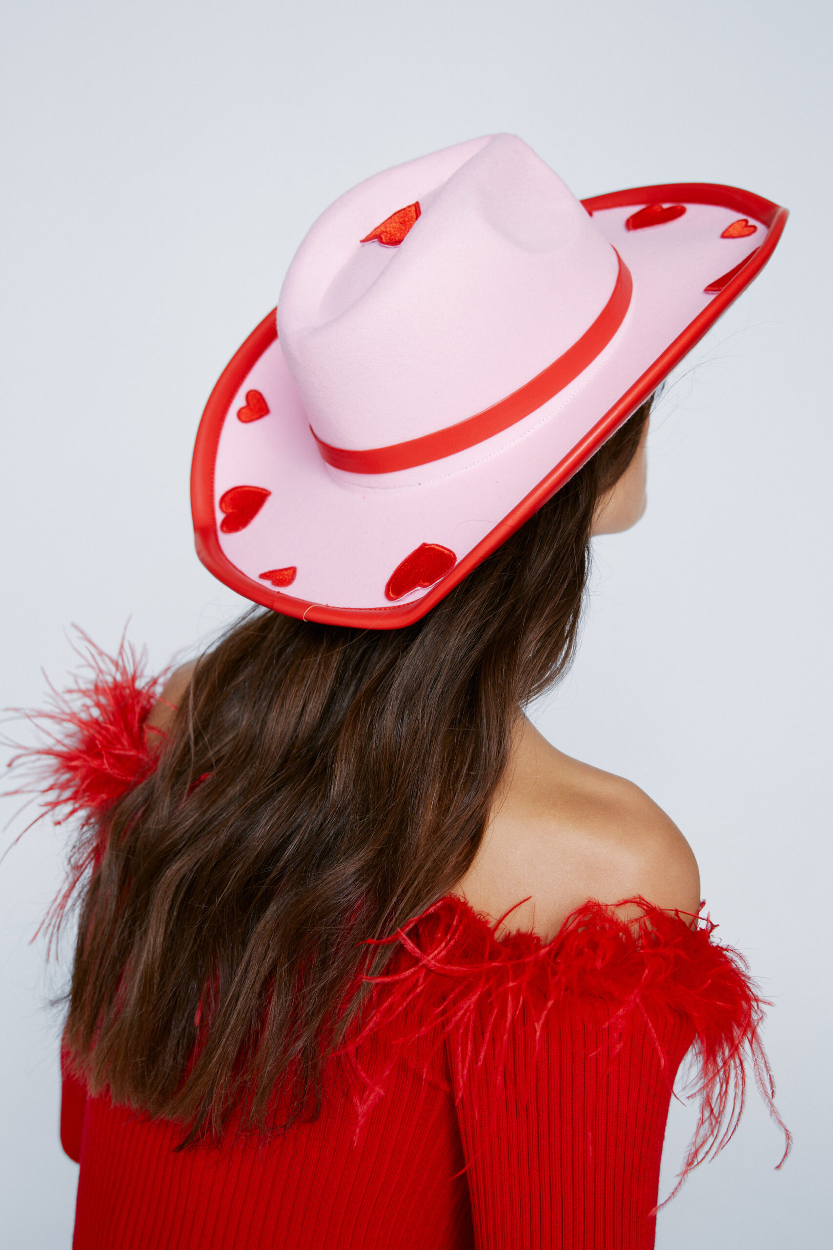 Color Block Heart Detail Cowboy Hat