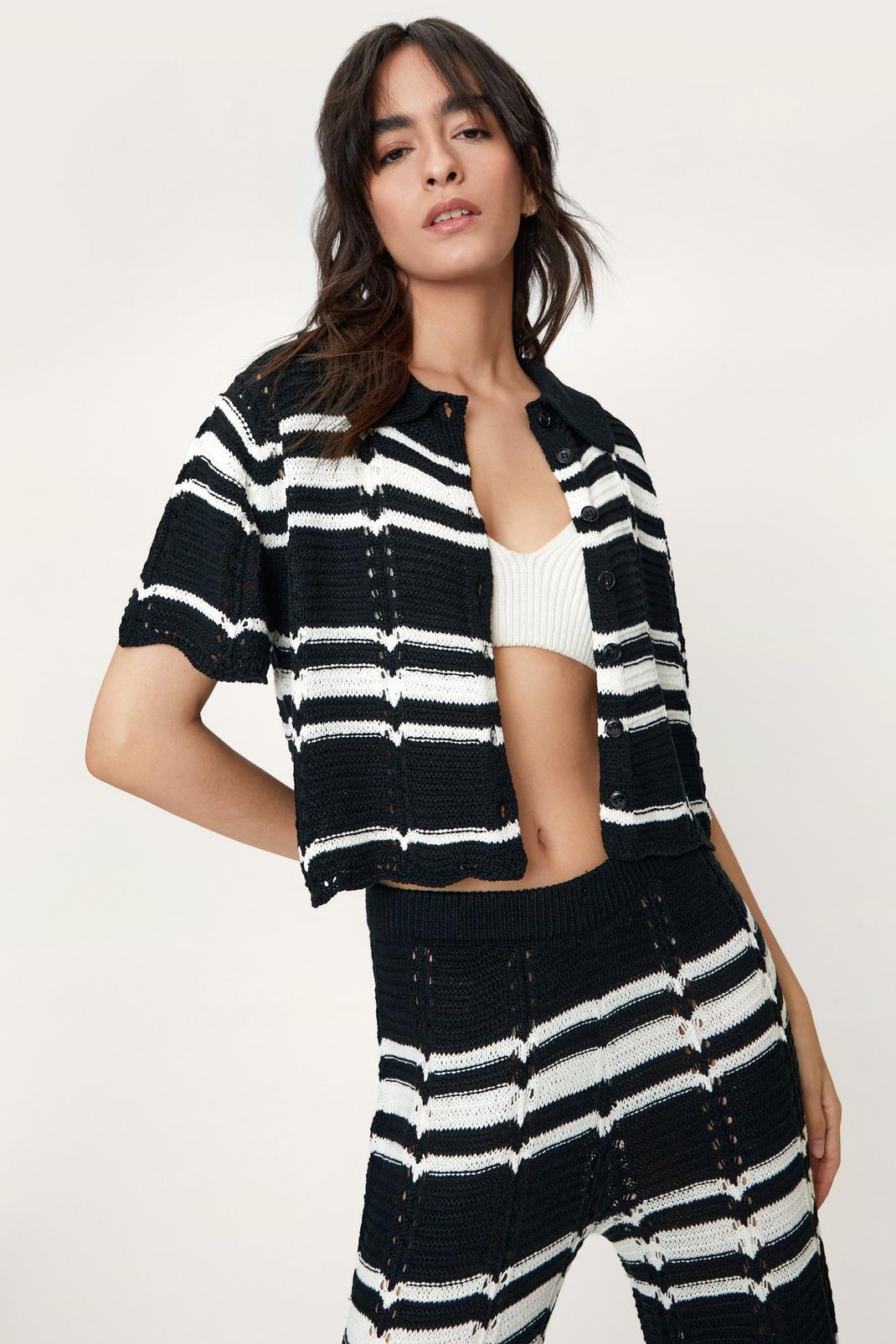 Oversized Crochet Stripe Shirt