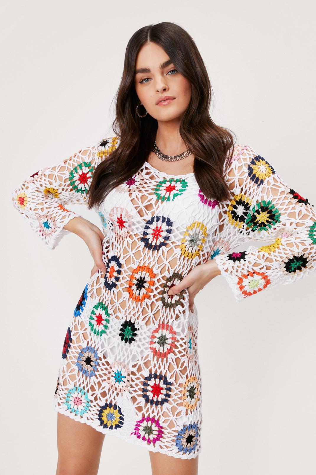 Multicolour Crochet Mini Dress