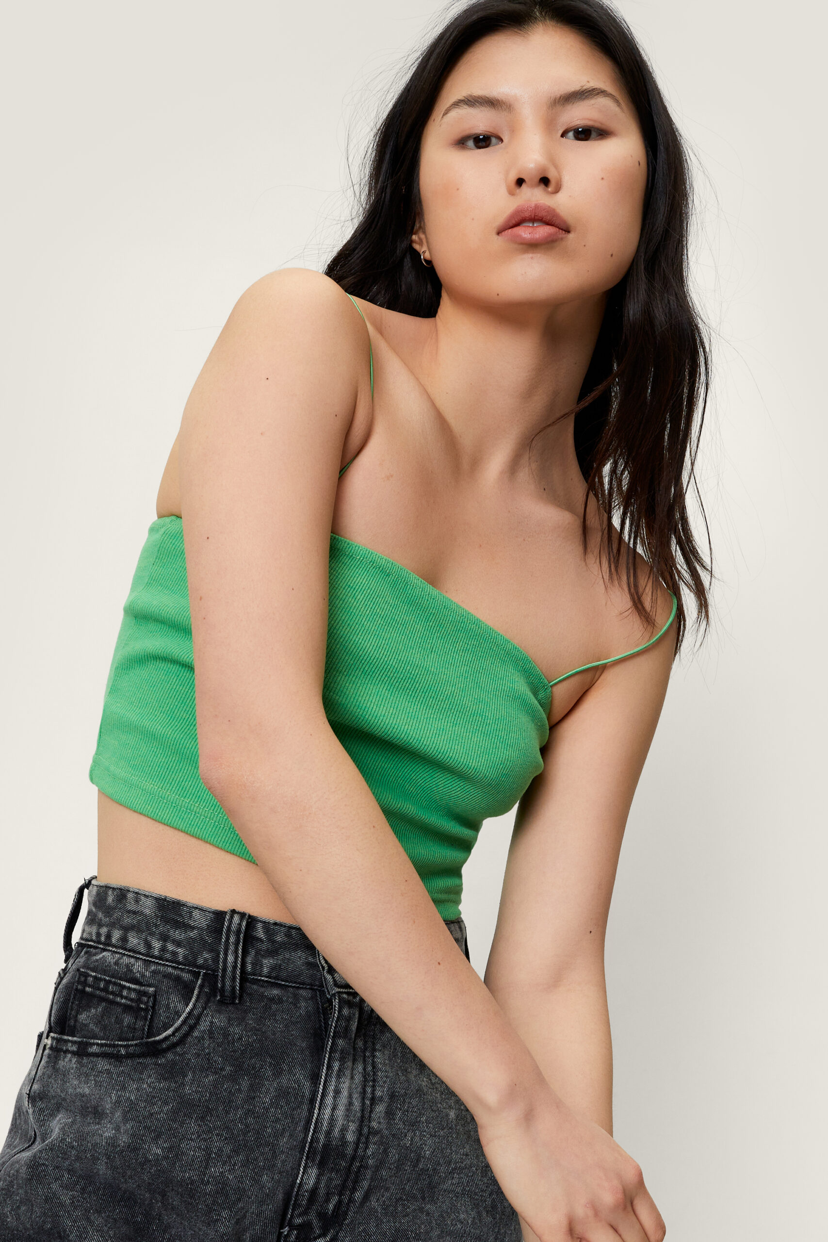 Strappy Square Neck Ribbed Crop Top