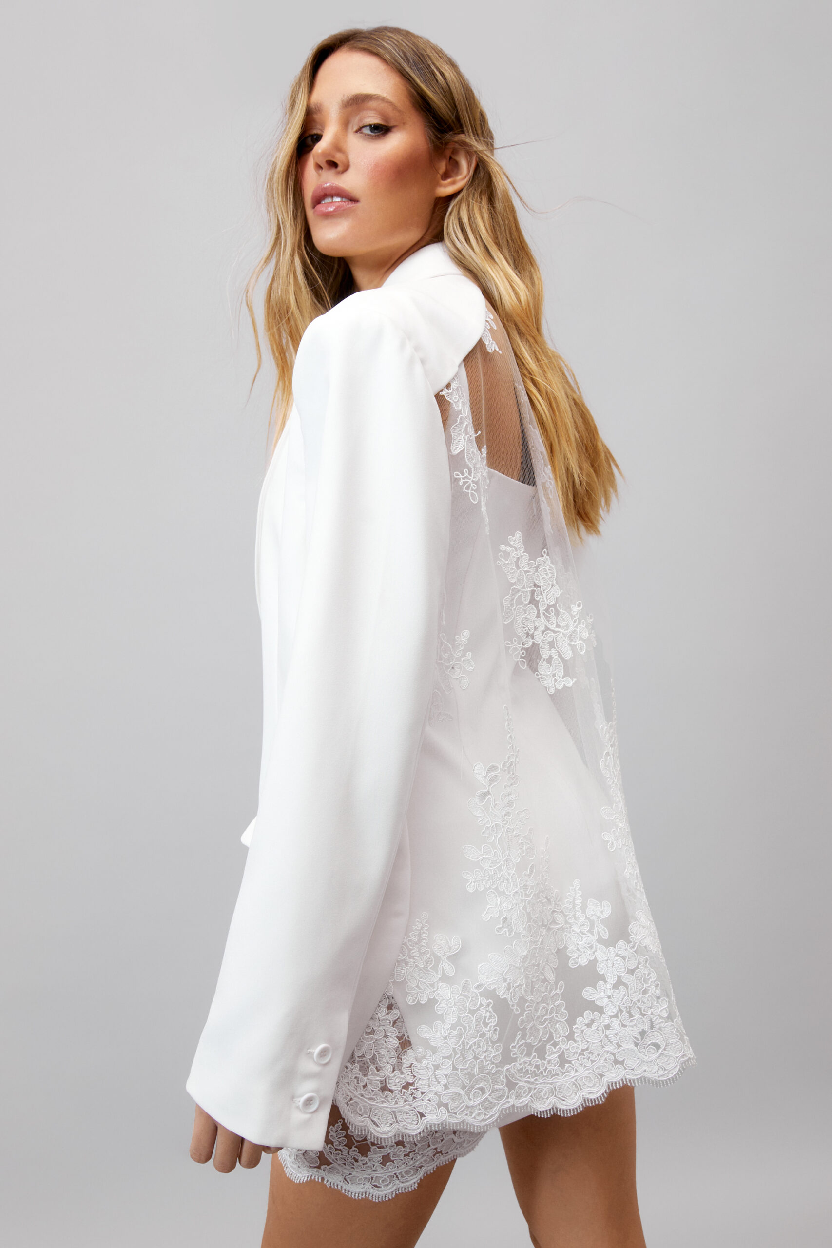 Premium Lace Back Tailored Blazer