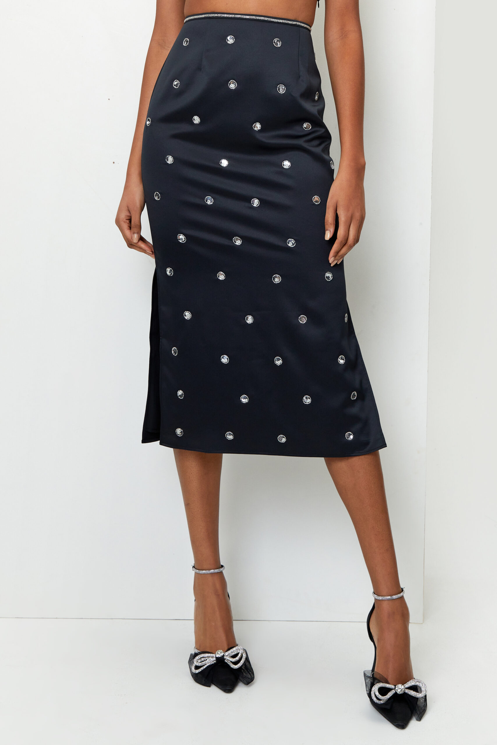Sequin Embellished Midi Slip Skirt 