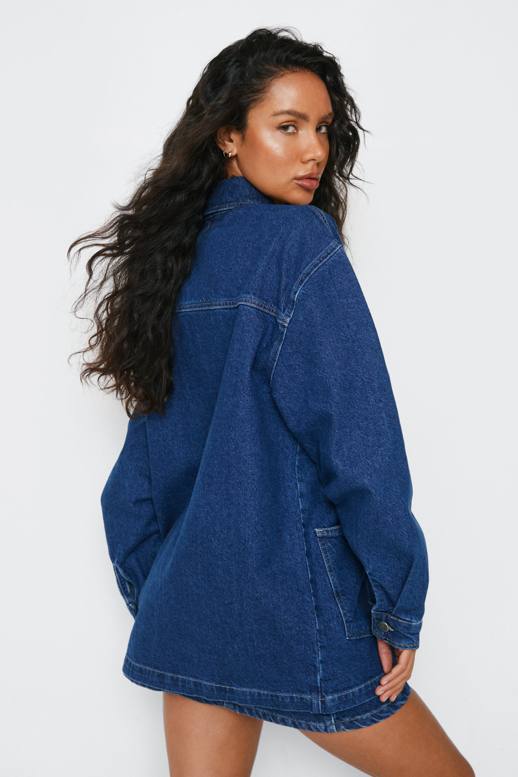 Pocket Detail Oversized Denim Shacket 