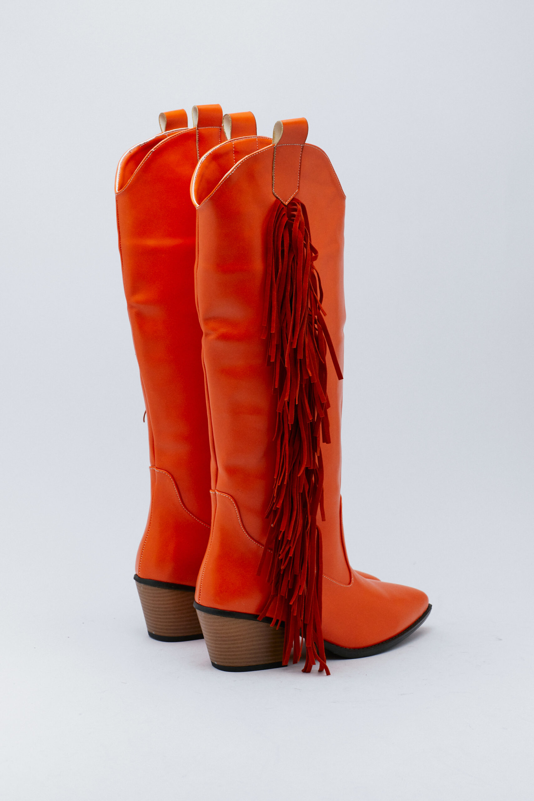 Faux Leather Tassel Cowboy Boots