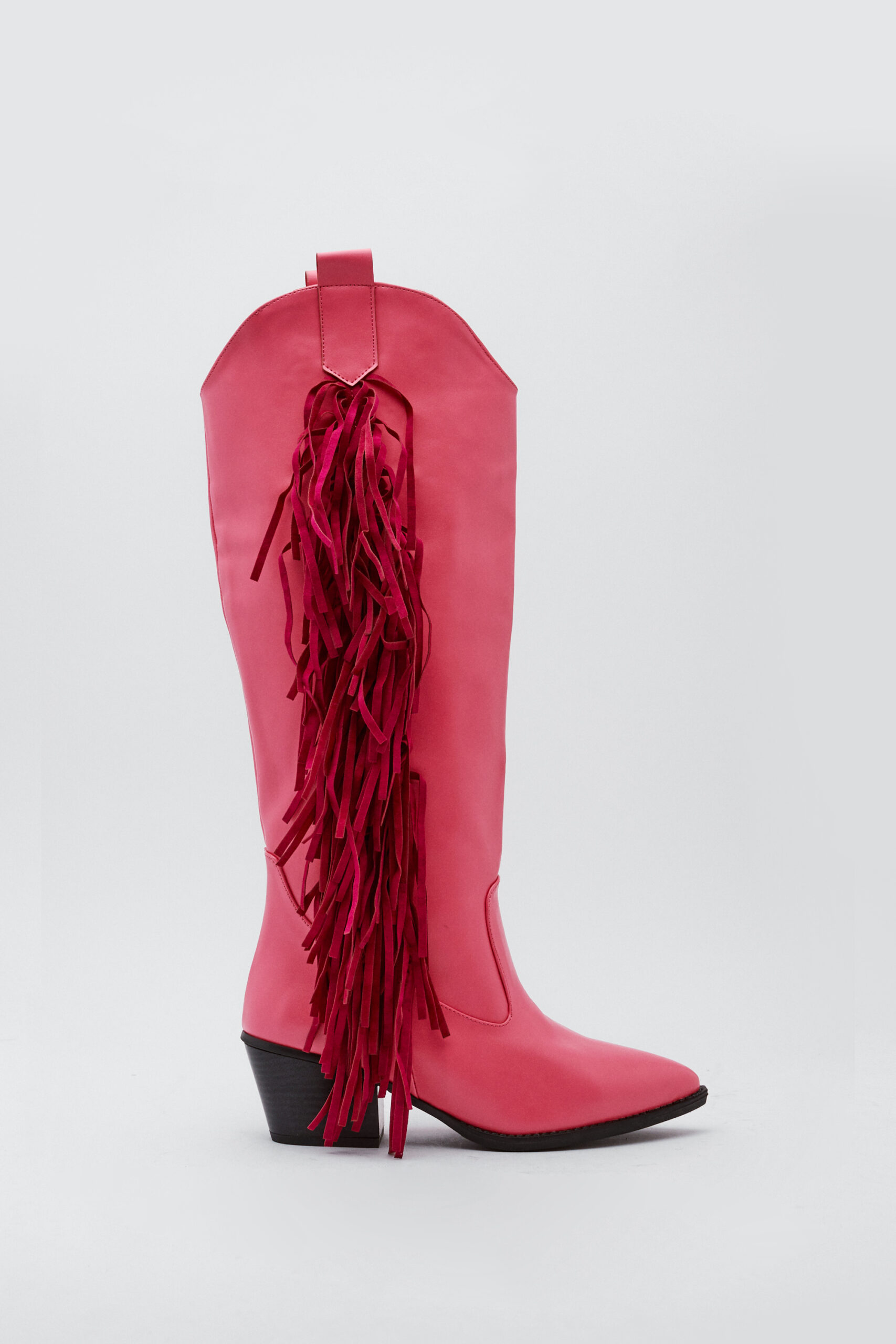 Faux Leather Tassel Cowboy Boots