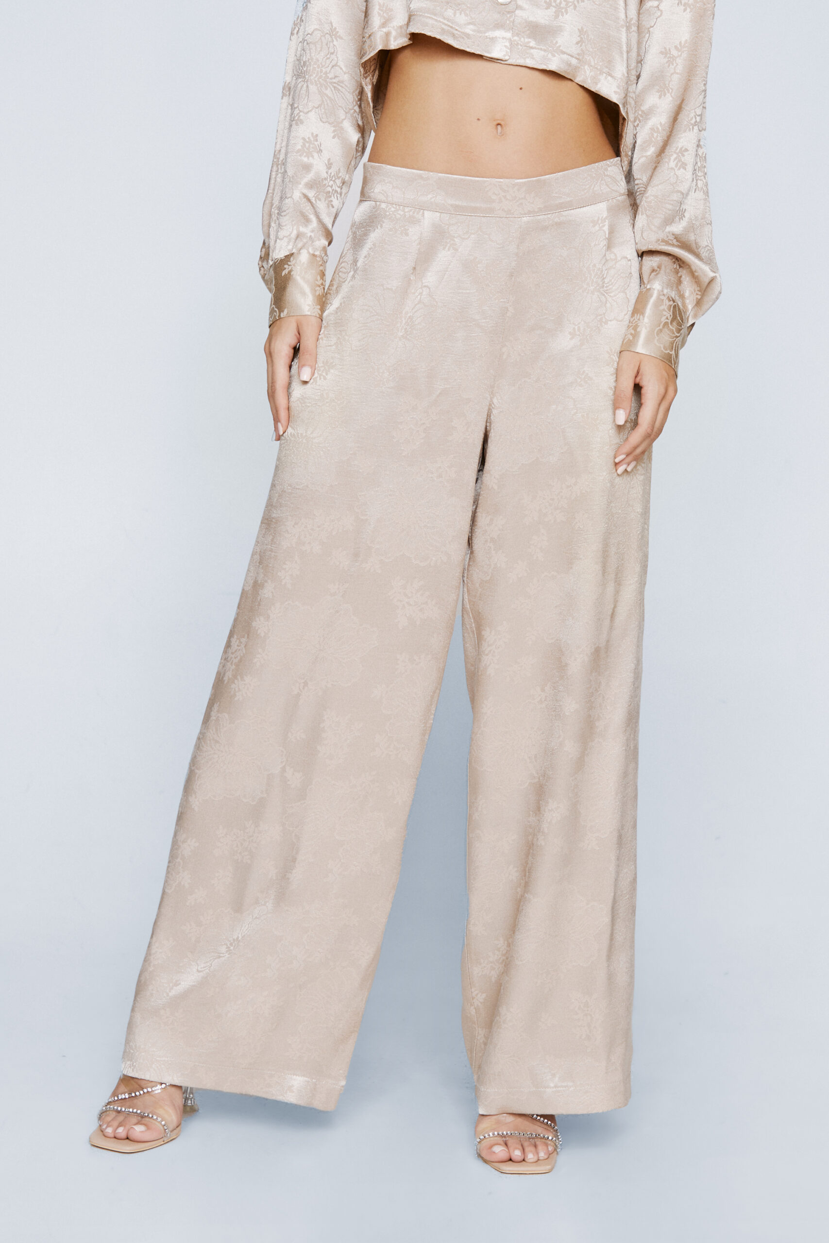 Petite Satin Relaxed Wide Leg Pants