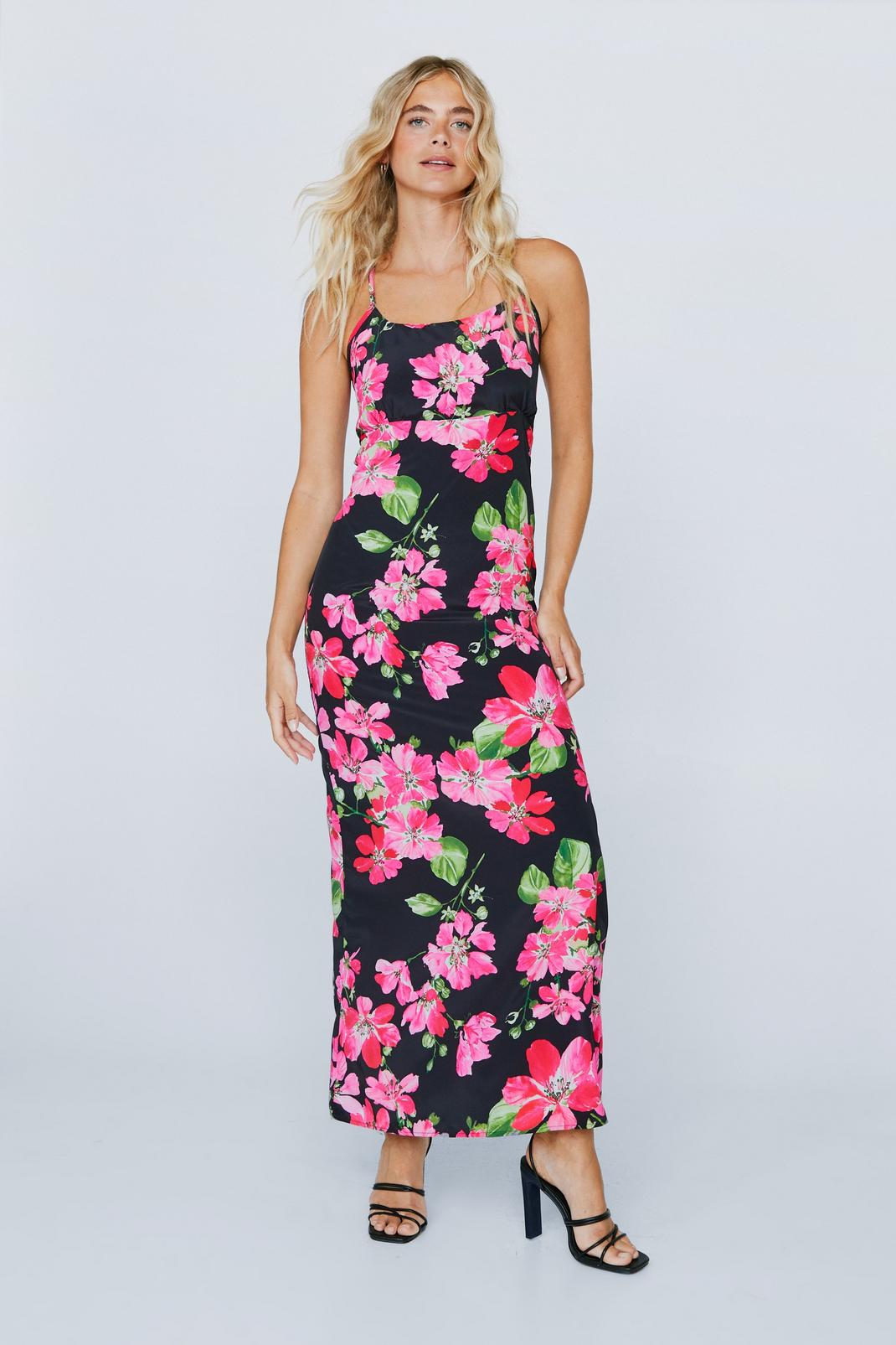 Floral Print Seam Detail Maxi Dress