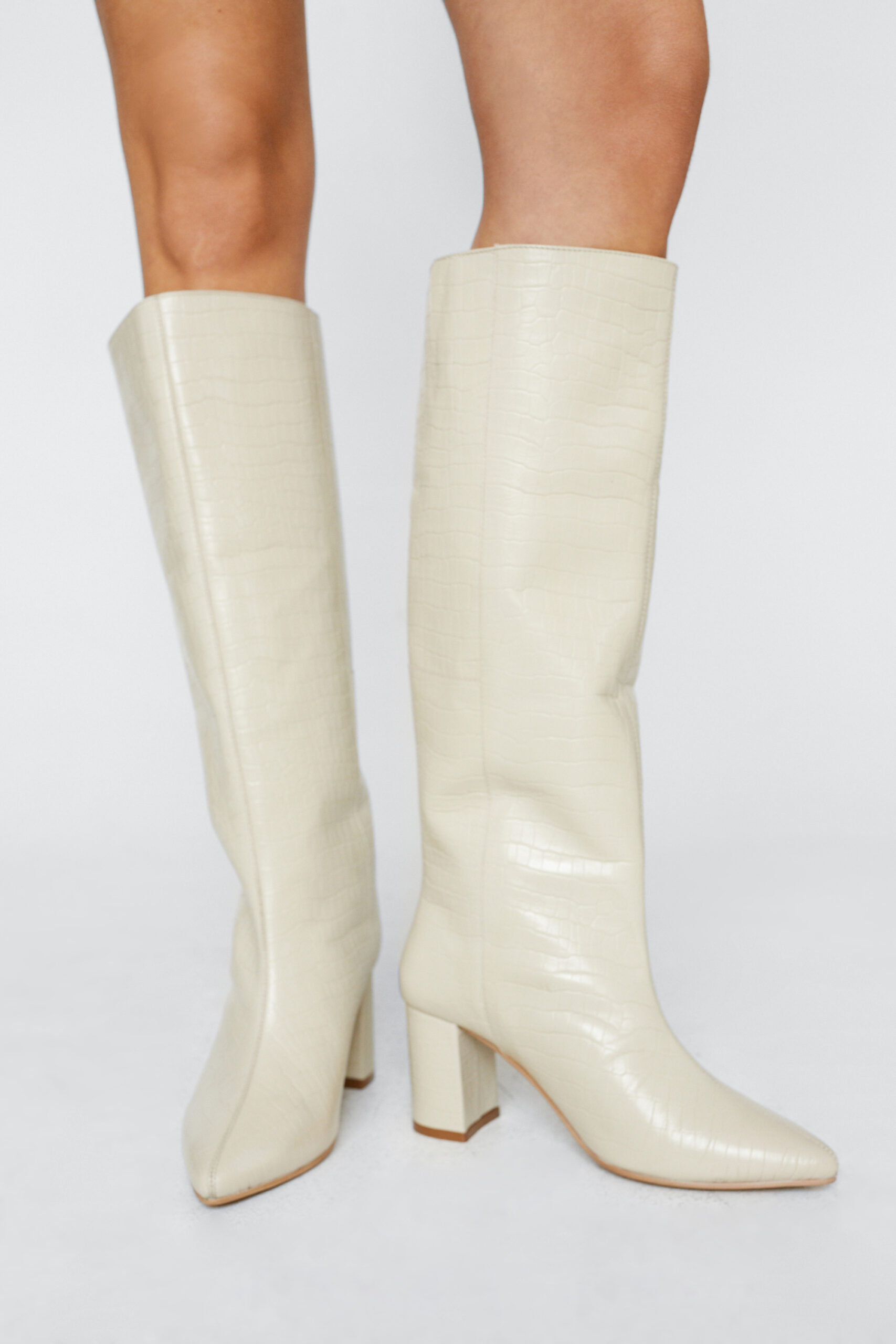 Real Leather Pointed Knee High Boots 