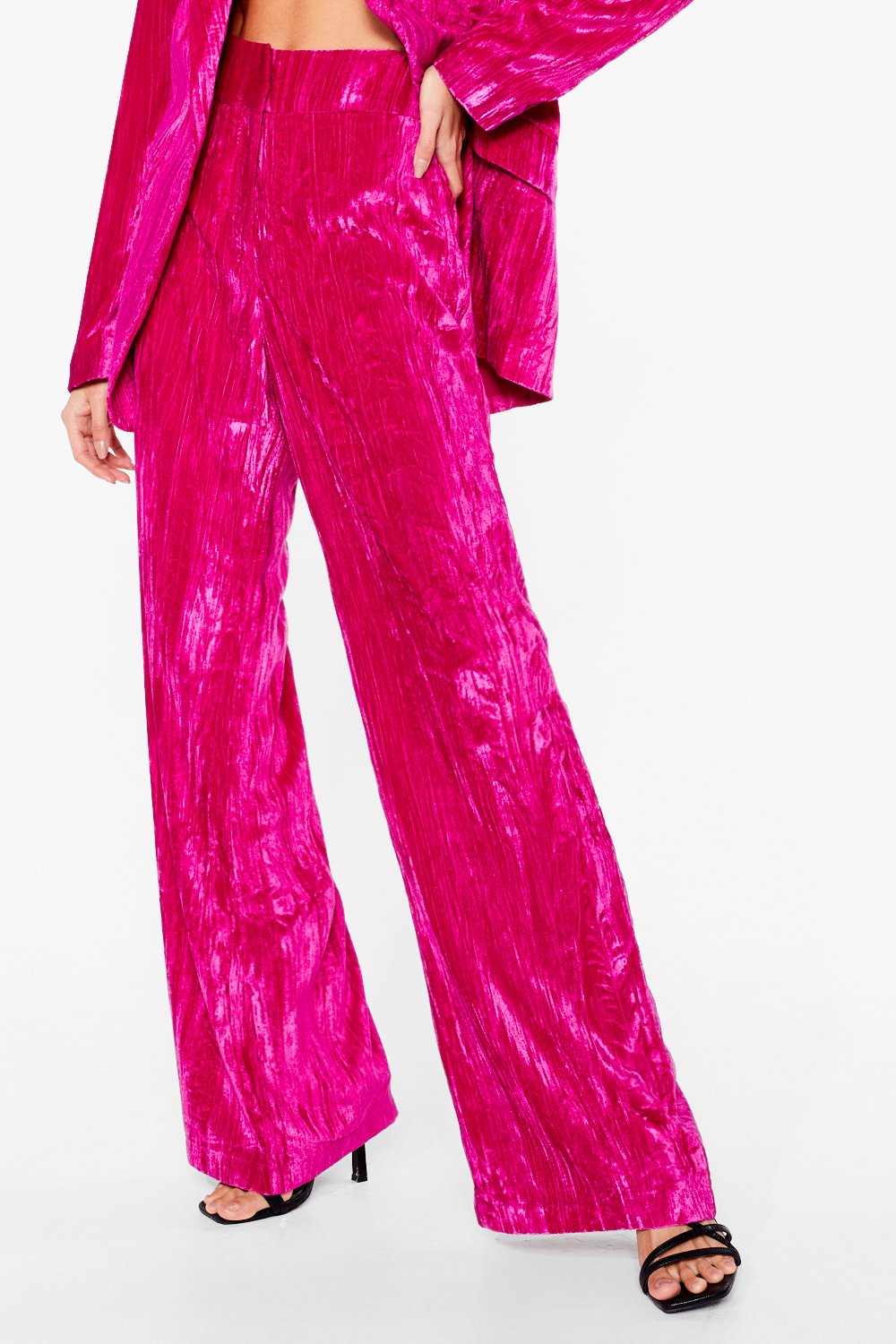 Crushed Velvet Two Piece Wide Leg Pants