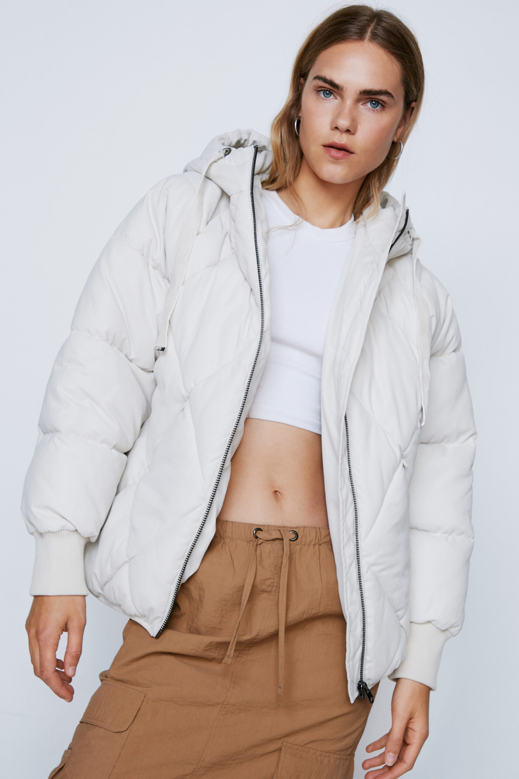 Oversized Quilted Hooded Puffer Jacket 