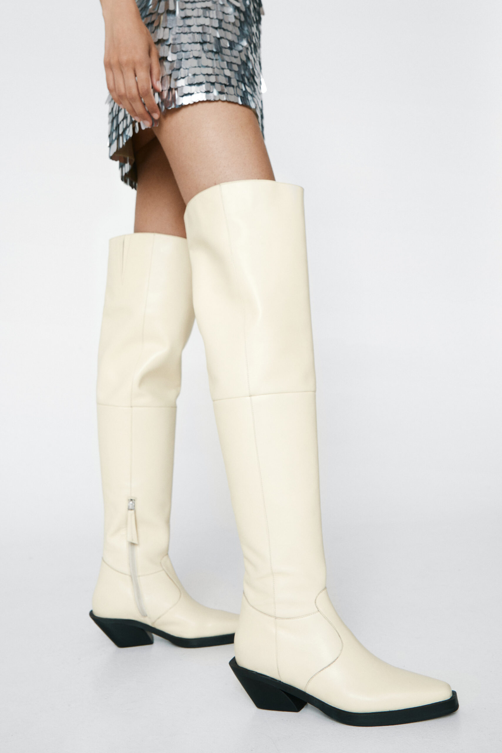 Leather Over The Knee Western Boots