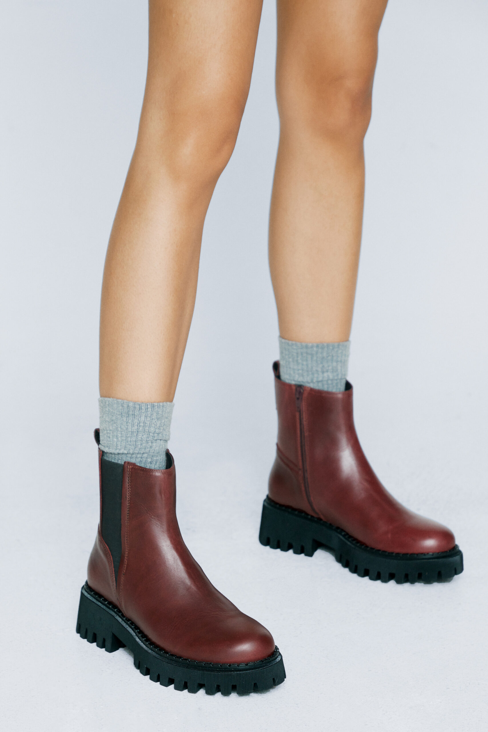 Real Leather Chunky Chelsea Boots