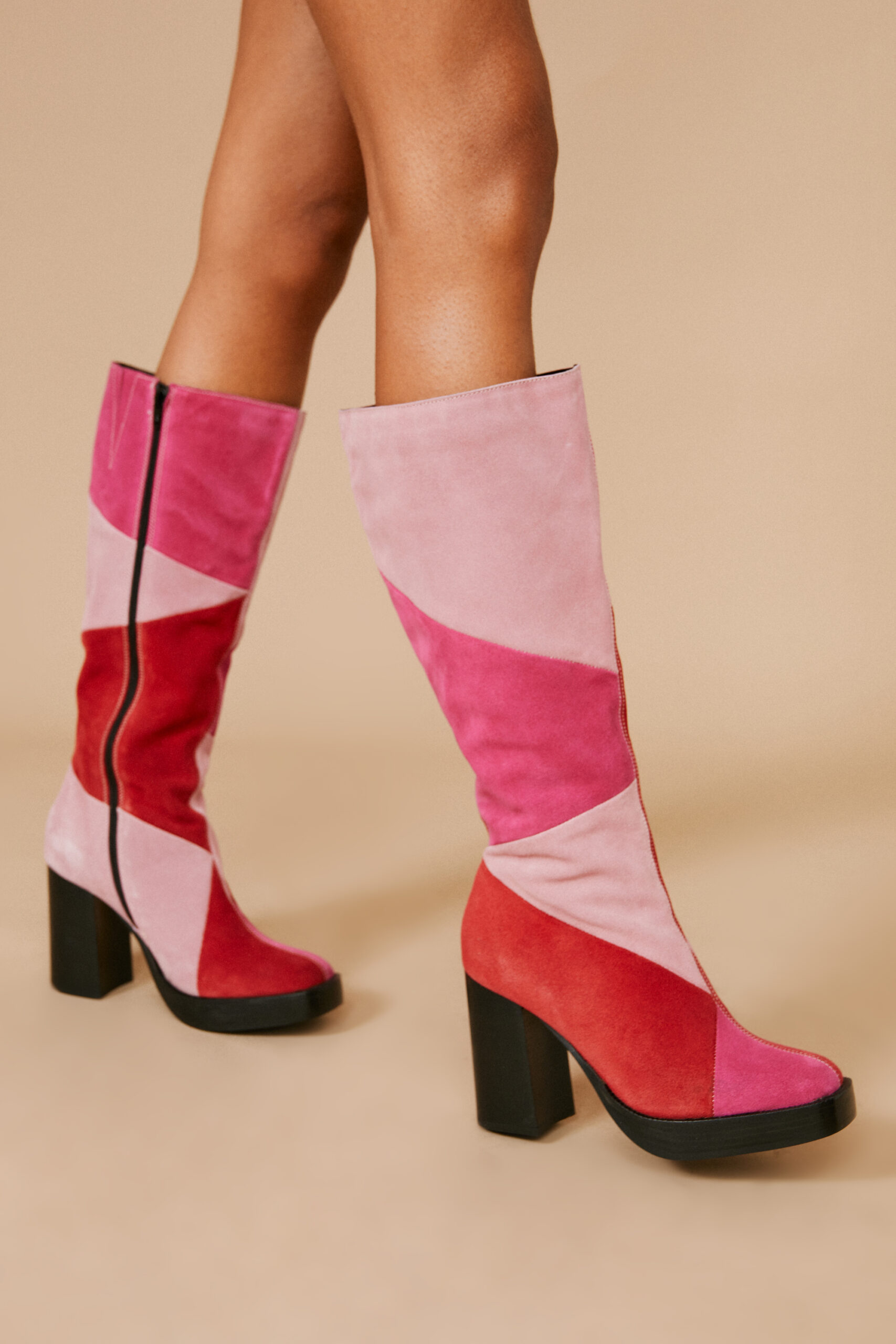 Real Suede Platform Knee High Boots