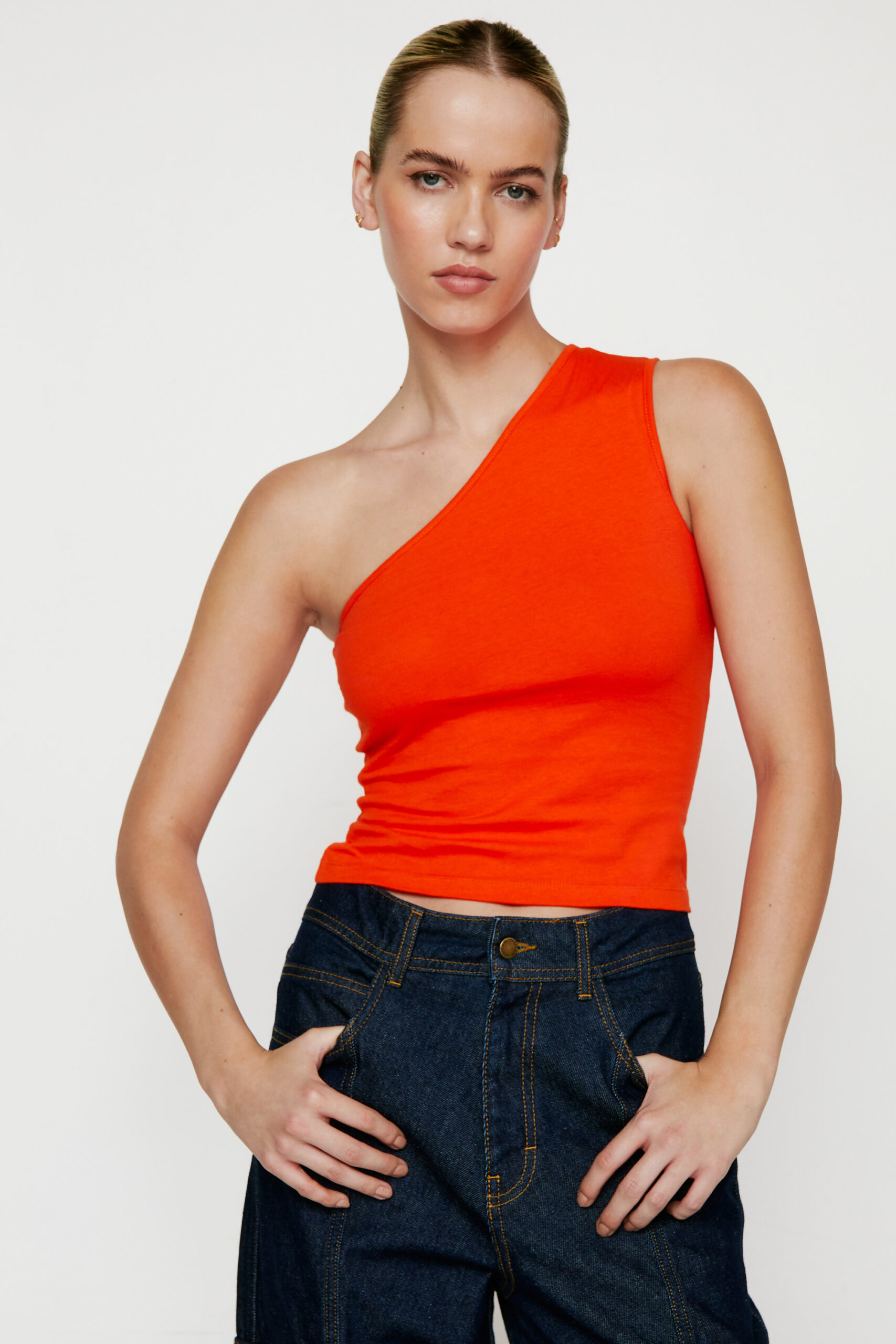 One Shoulder Cropped Tank Top