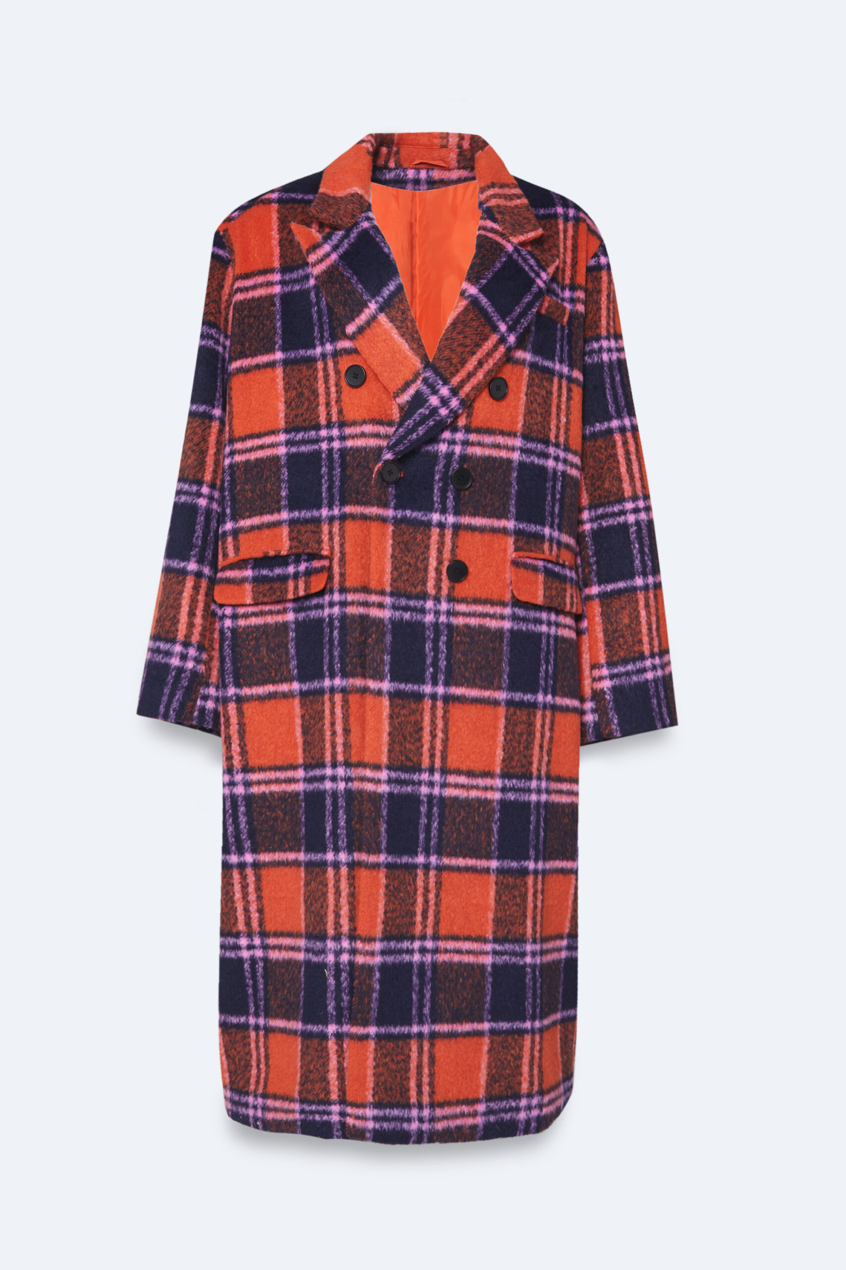 Plus Size Premium Plaid Longline Wool Look Coat