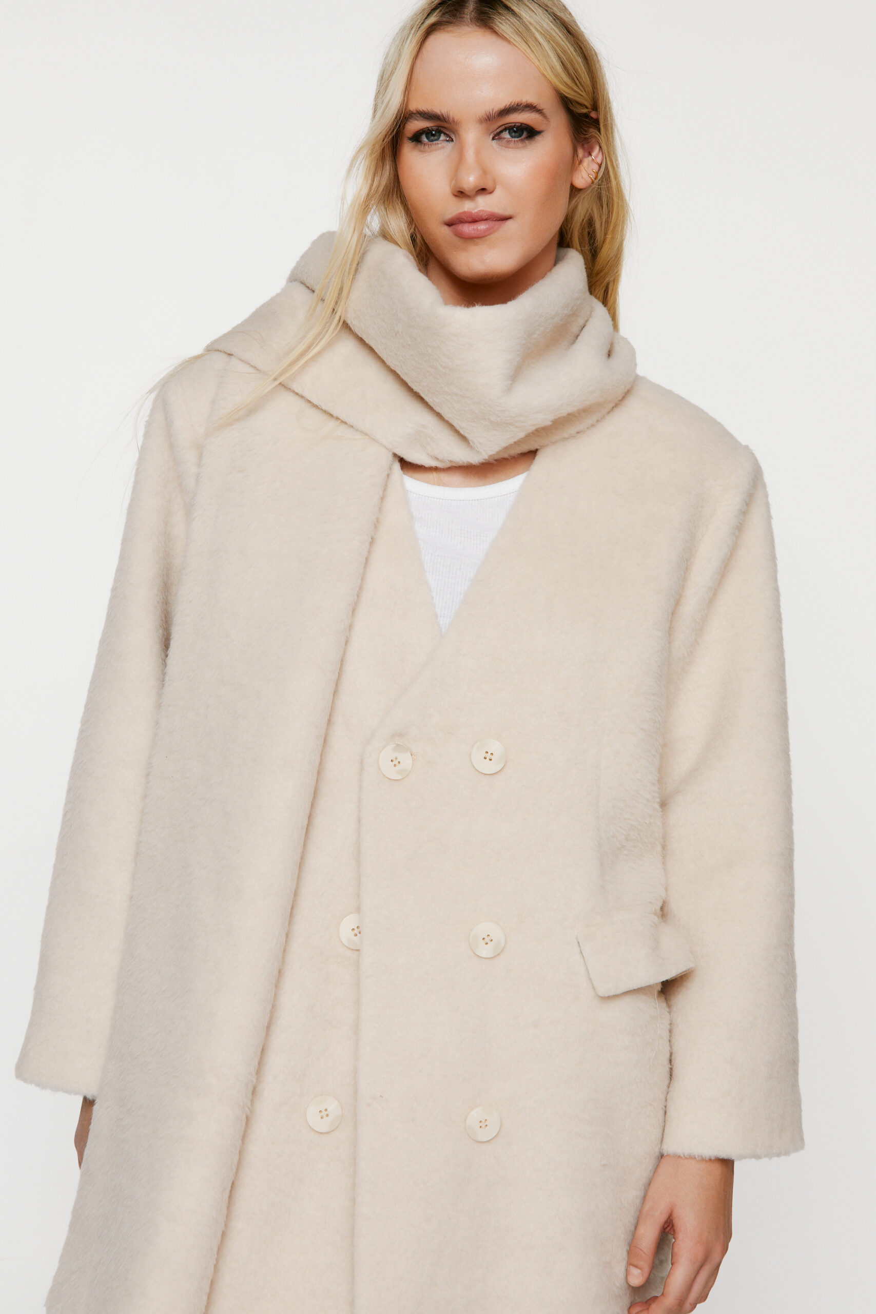 Premium Wool Blend Scarf Coat