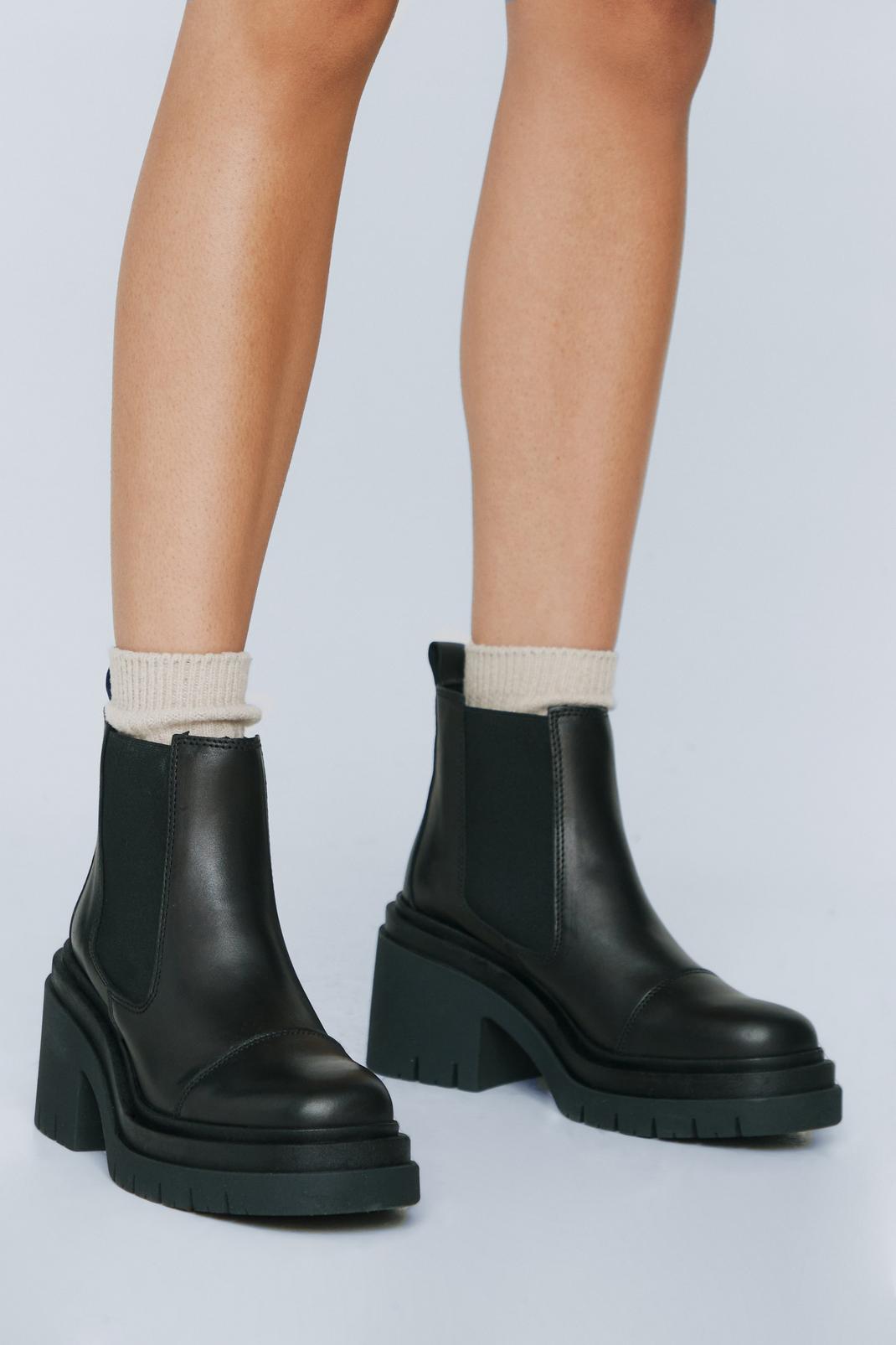 Leather Chunky Heel Chelsea Boots