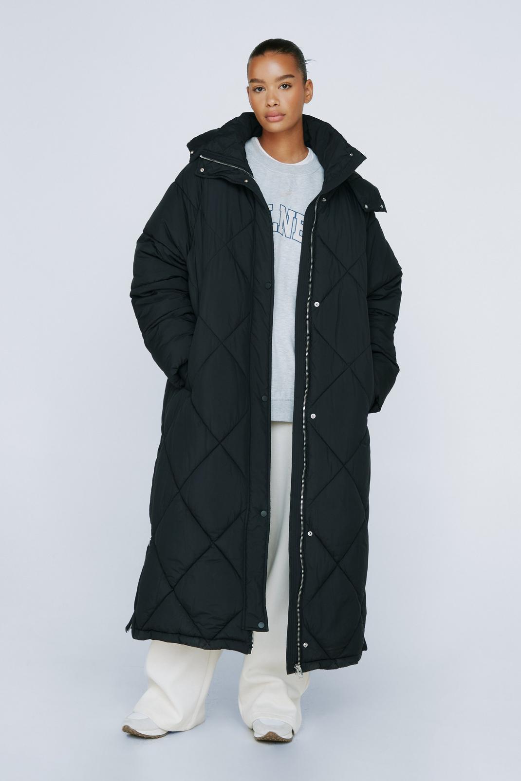 Plus Size Quilted Hooded Puffer Coat