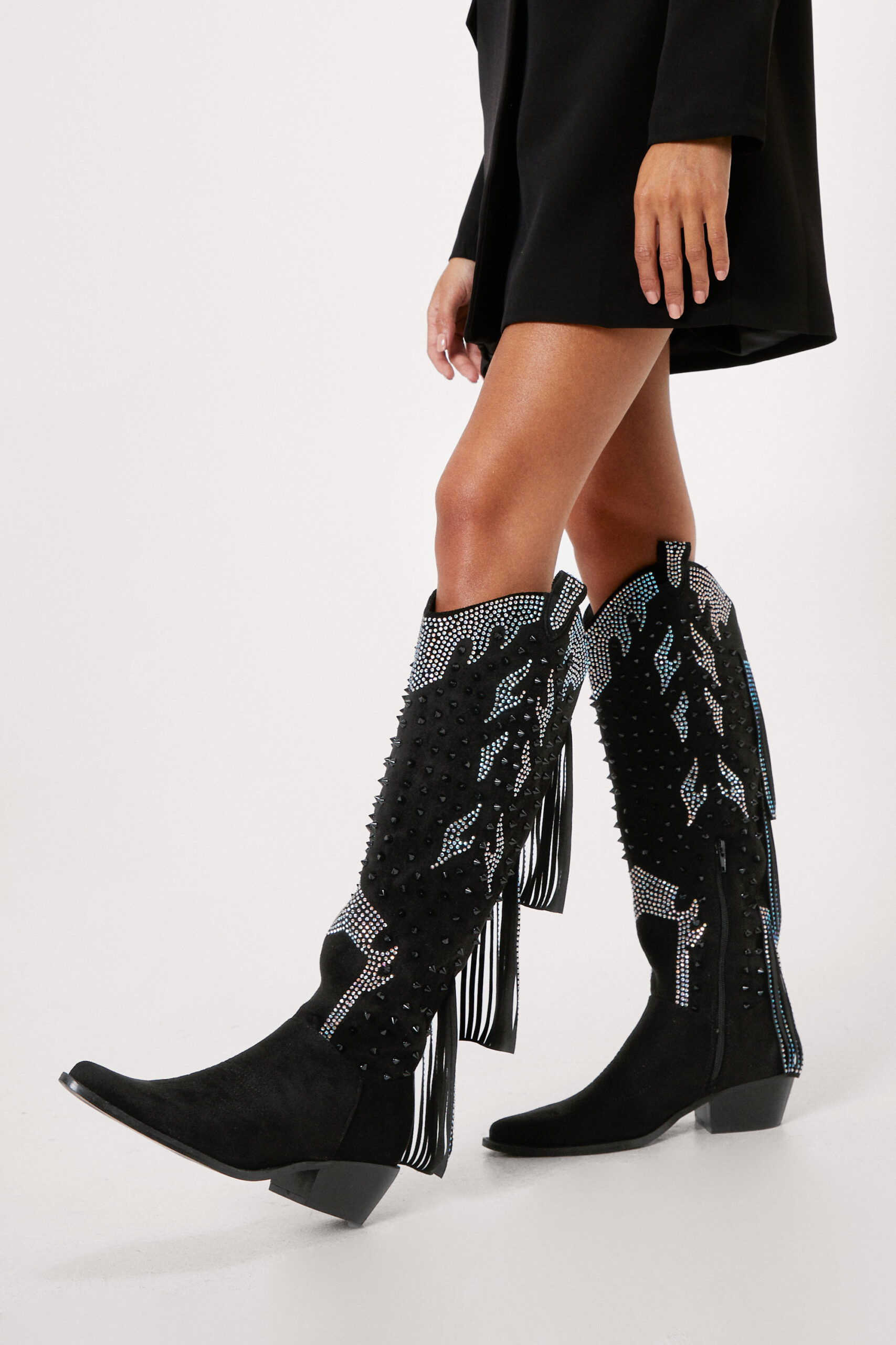 Studded Diamante Cowboy Boots