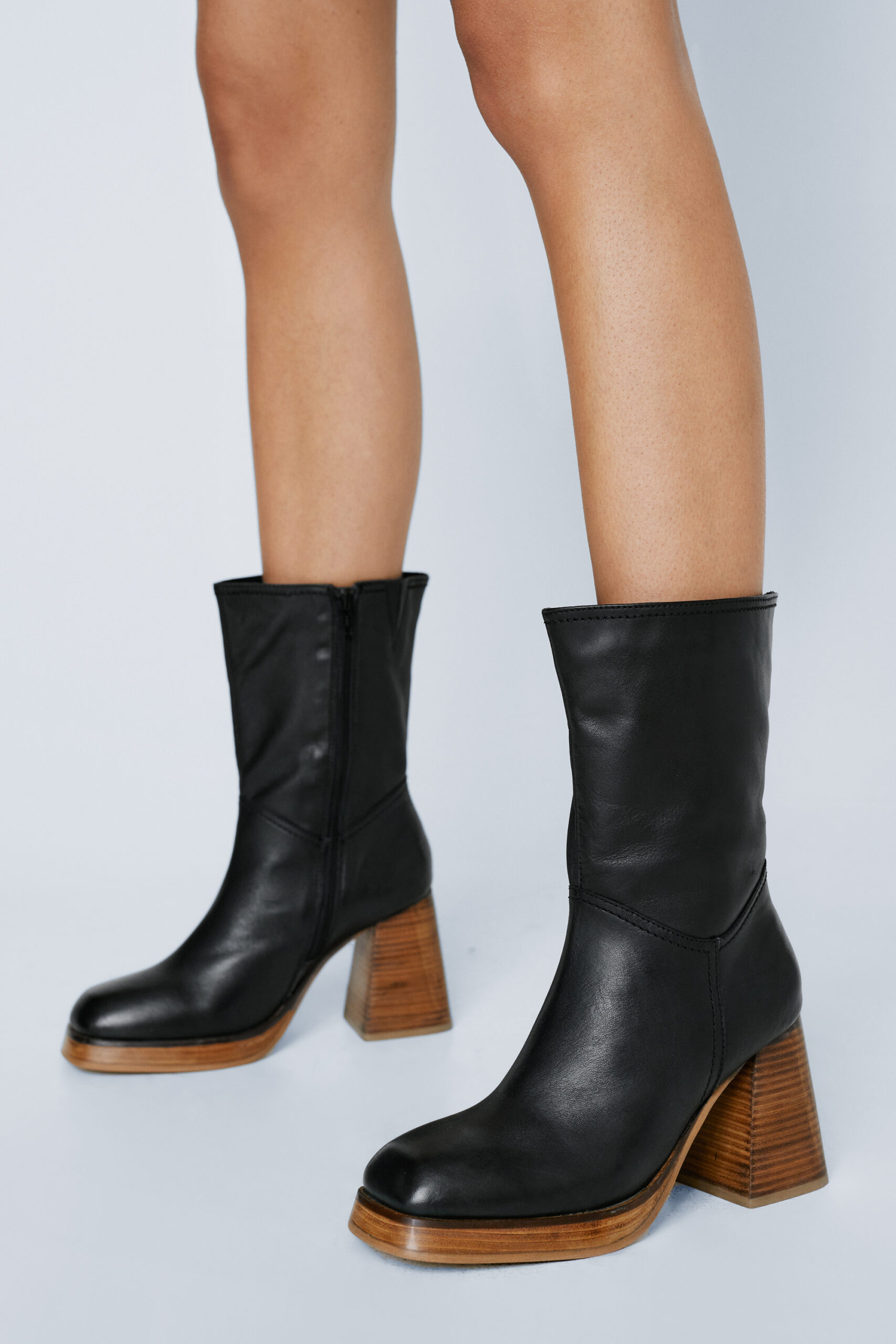 Leather Platform Ankle Boots