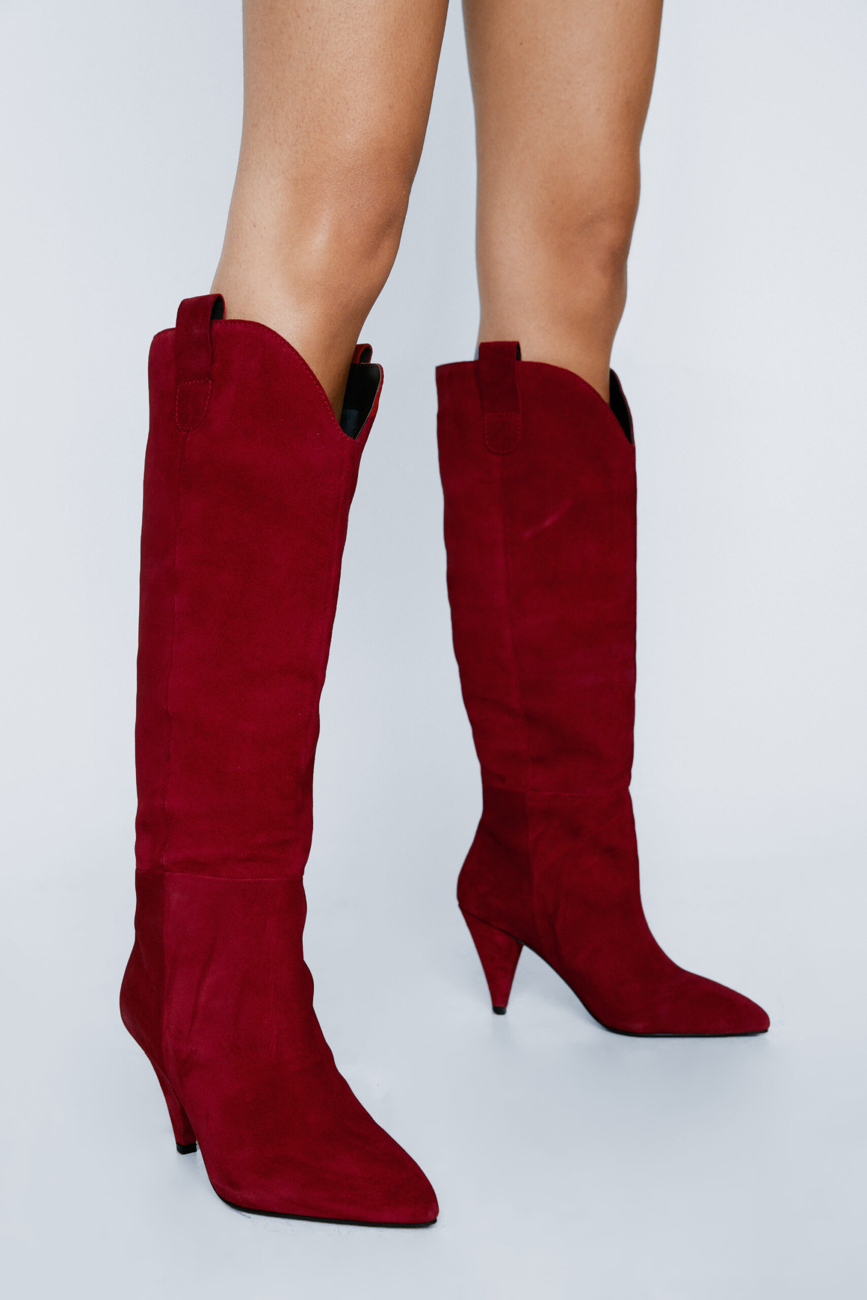 Suede Knee High Western Boots