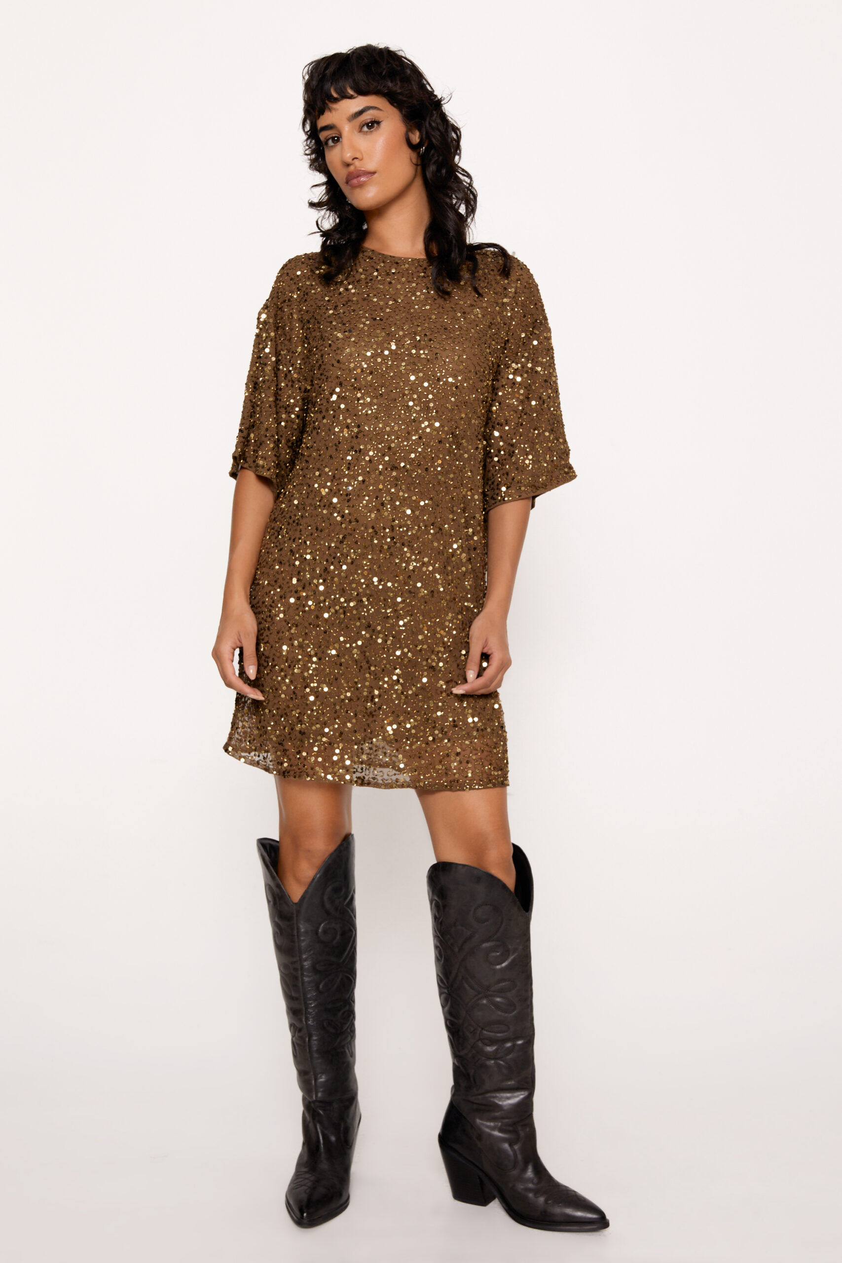 Cluster Sequin Slouch Shift Dress