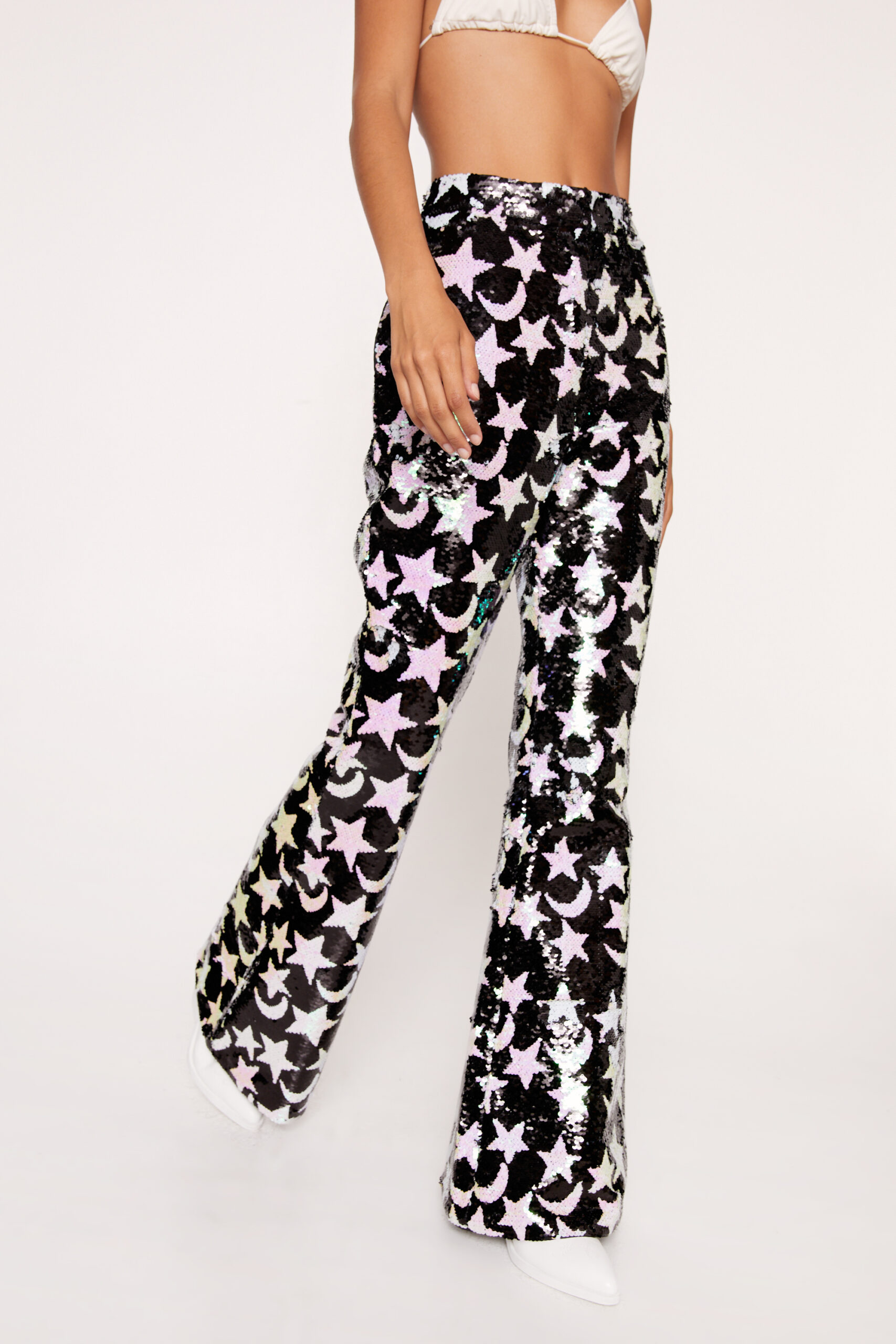 Star And Moon Sequin Pants