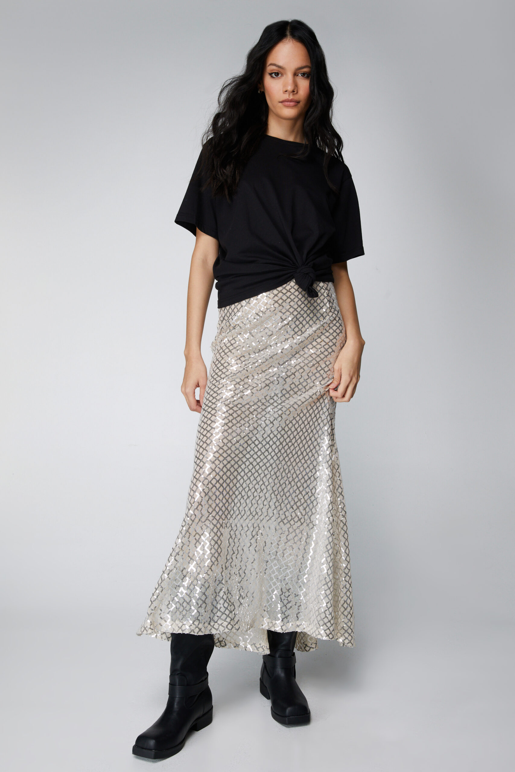 Sequin Fishtail Maxi Skirt