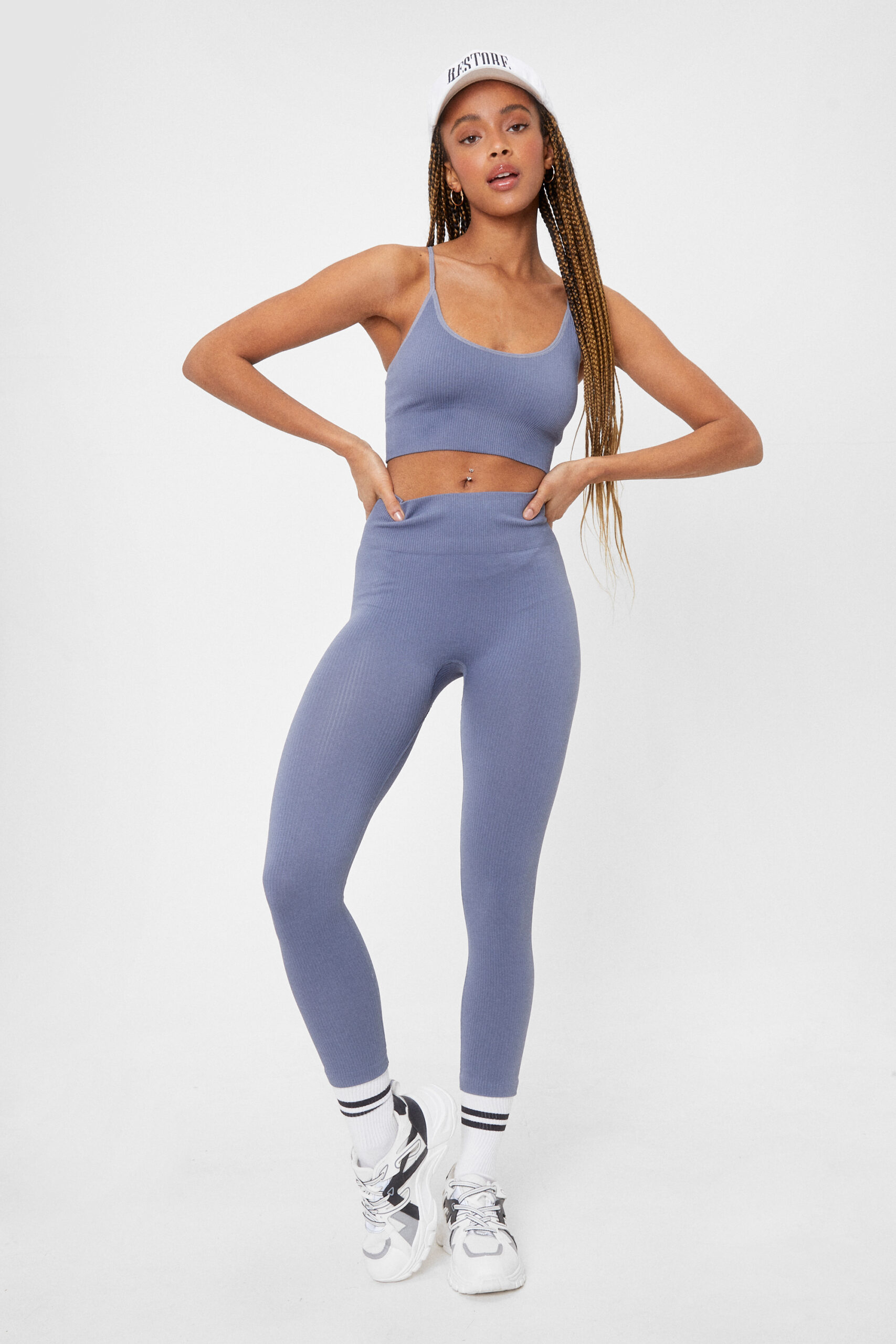 Ribbed Sculpted Seamless Top And Cropped Leggings Set 