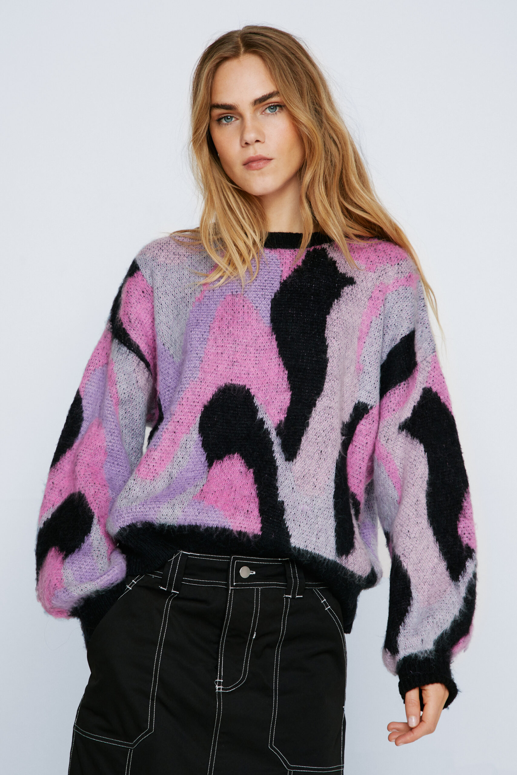 Blurred Pattern Oversized Sweater 