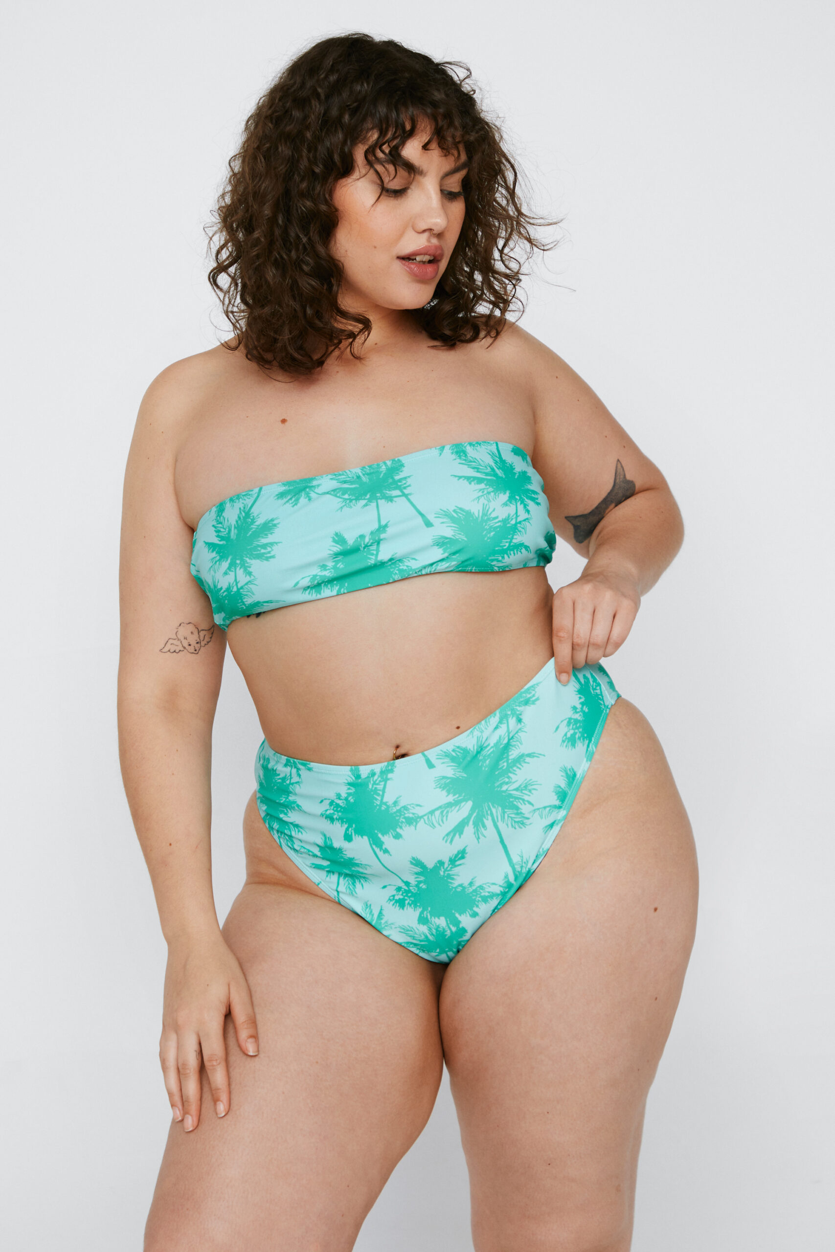 Plus Size Recycled Palm Tree Print Bikini Set