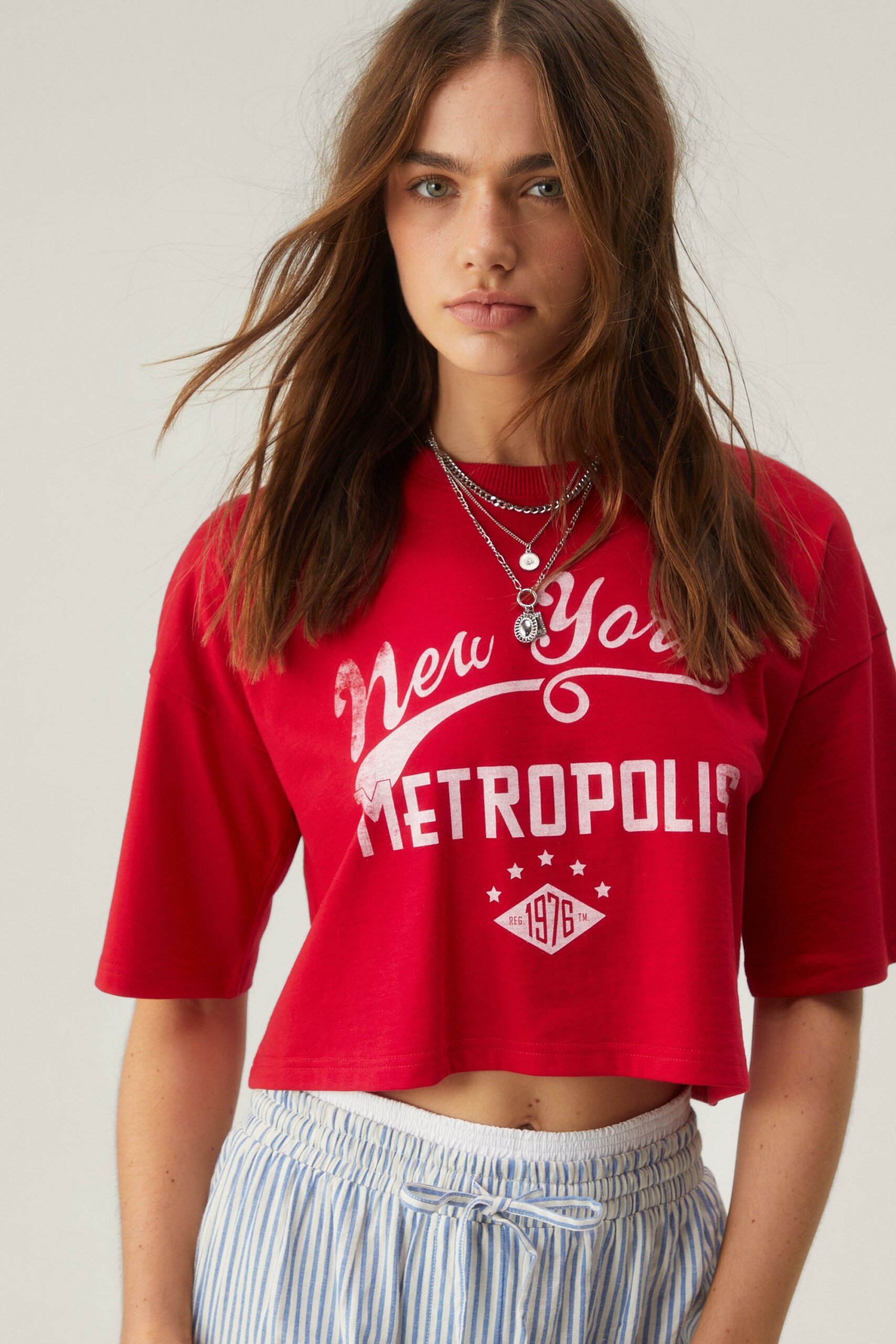 Boxy New York Cropped Graphic T-Shirt